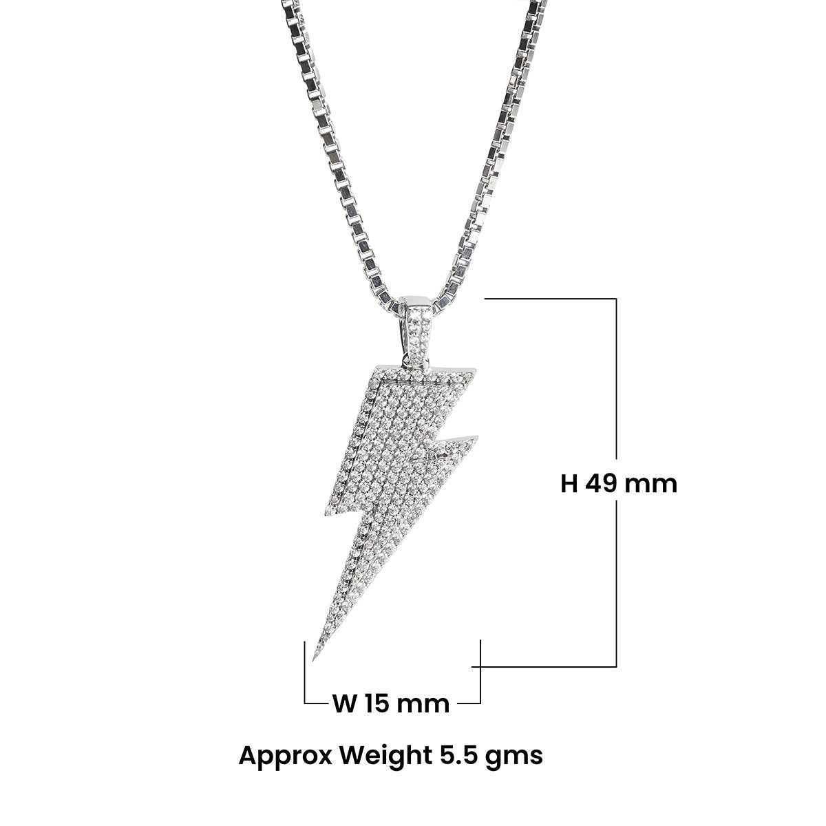 Lightning Bolt Necklace Diamond Iced Out Flash Pendant Sterling Silver