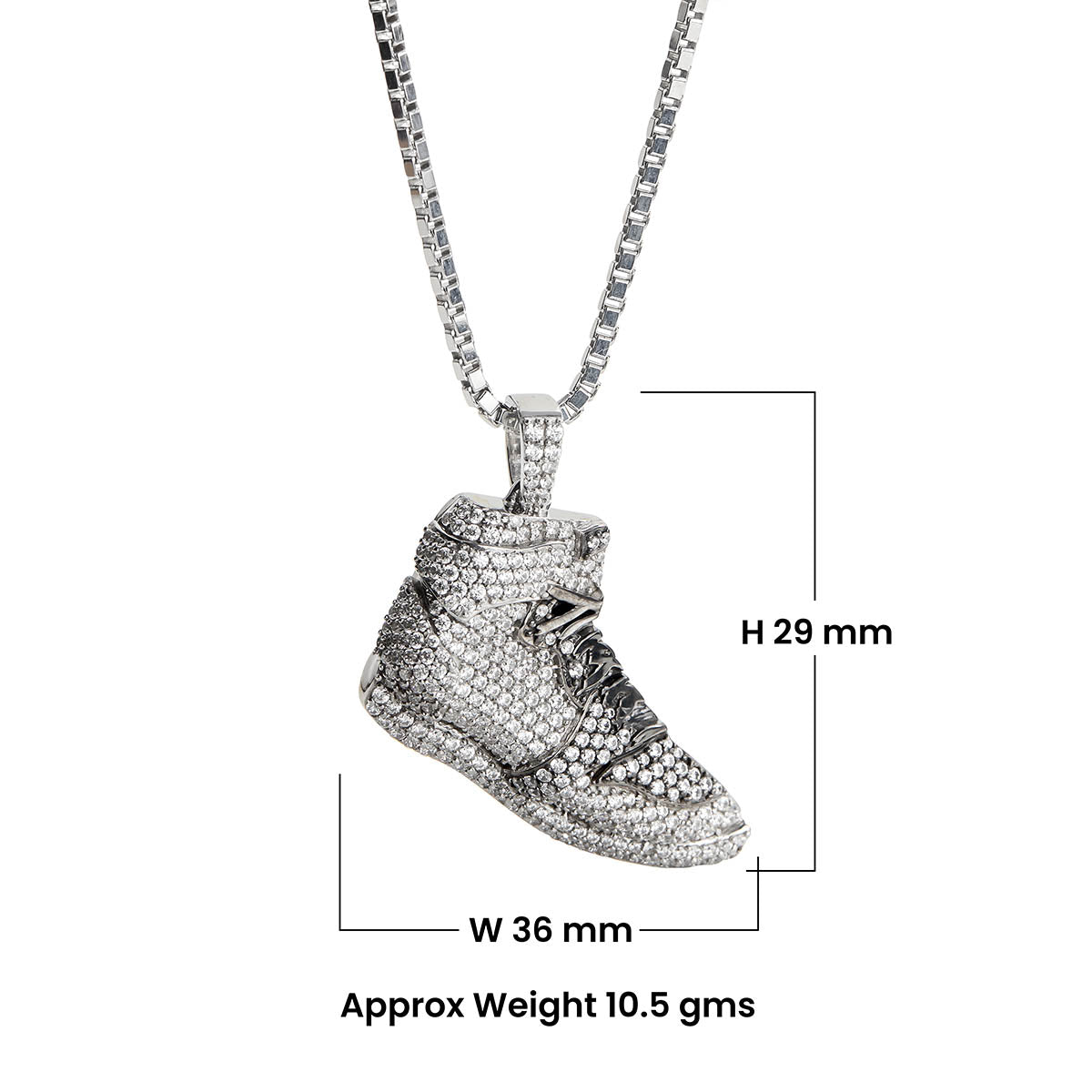 Iced Out Shoe Necklace Hip Hop Jewelry Sneaker Pendant Two Tone Sterling Silver Diamond