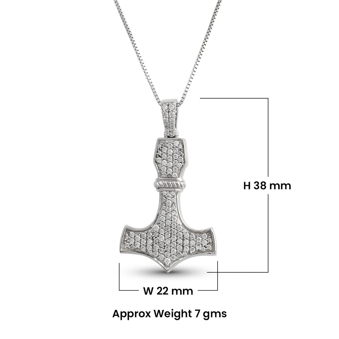 Viking Mjolnir Necklace Thor's Hammer Pendant Iced Out Hip Hop Jewelry