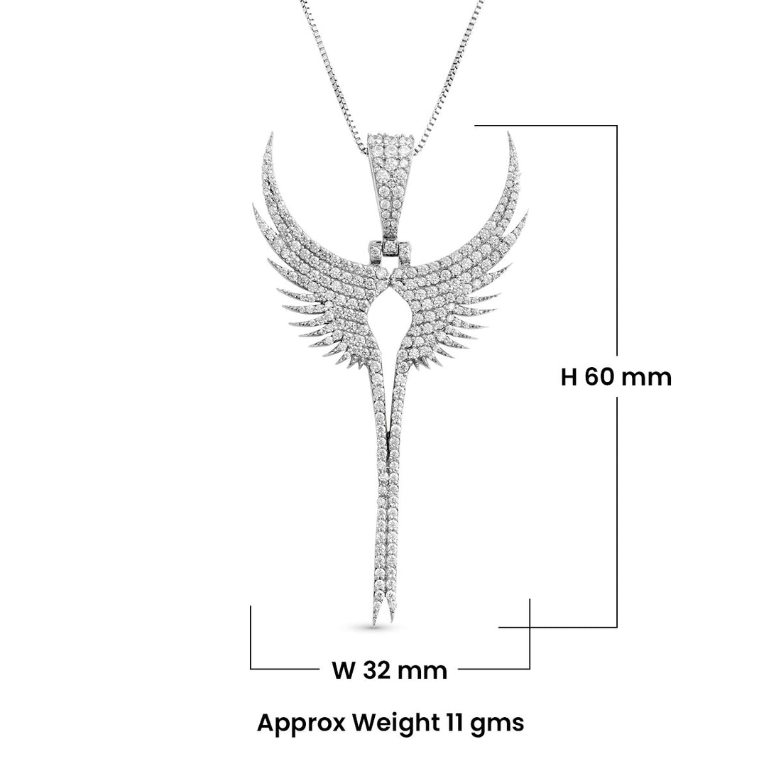 Iced Out Angel Wings Pendant Necklace Guardian Angel Necklace Sterling Silver