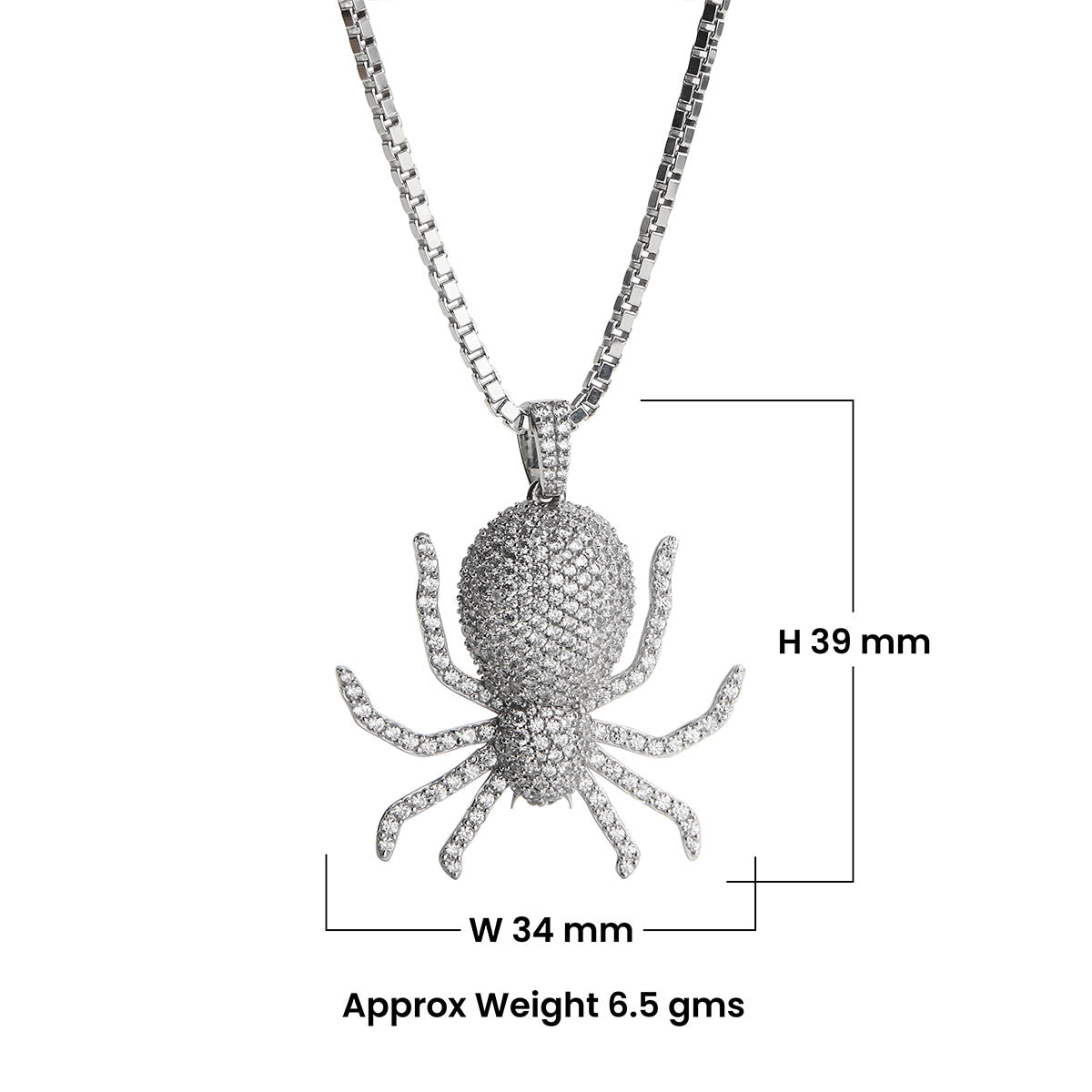 Iced Out Spider Pendant Necklace Unisex CZ Diamond Sterling Silver Hip Hop Gothic Jewelry