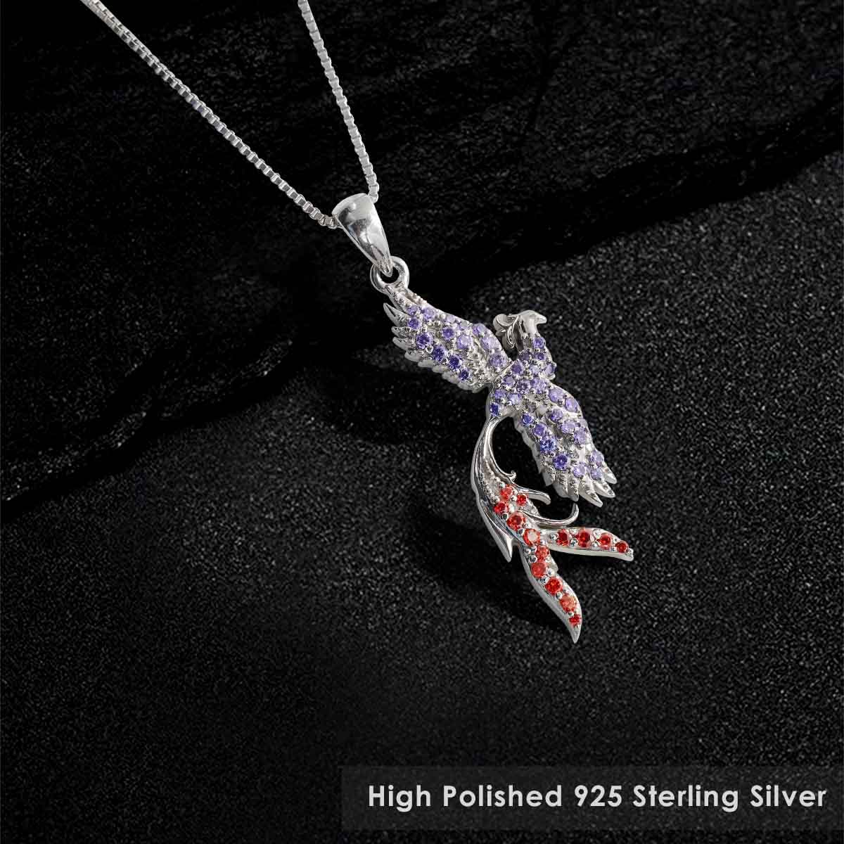Phoenix Necklace Pendant Rising Mythical Bird Necklace Phoenix Jewelry Sterling Silver