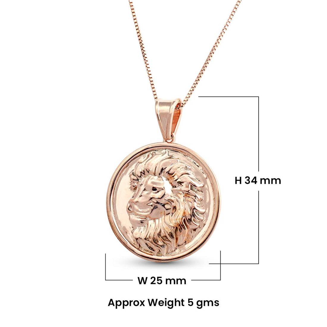 King of Beasts Lion Necklace Pendant Jungle Wild King Animal Jewelry Rose Gold Fn