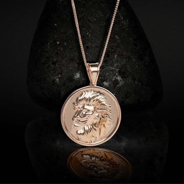 King of Beasts Lion Necklace Pendant Jungle Wild King Animal Jewelry Rose Gold Fn