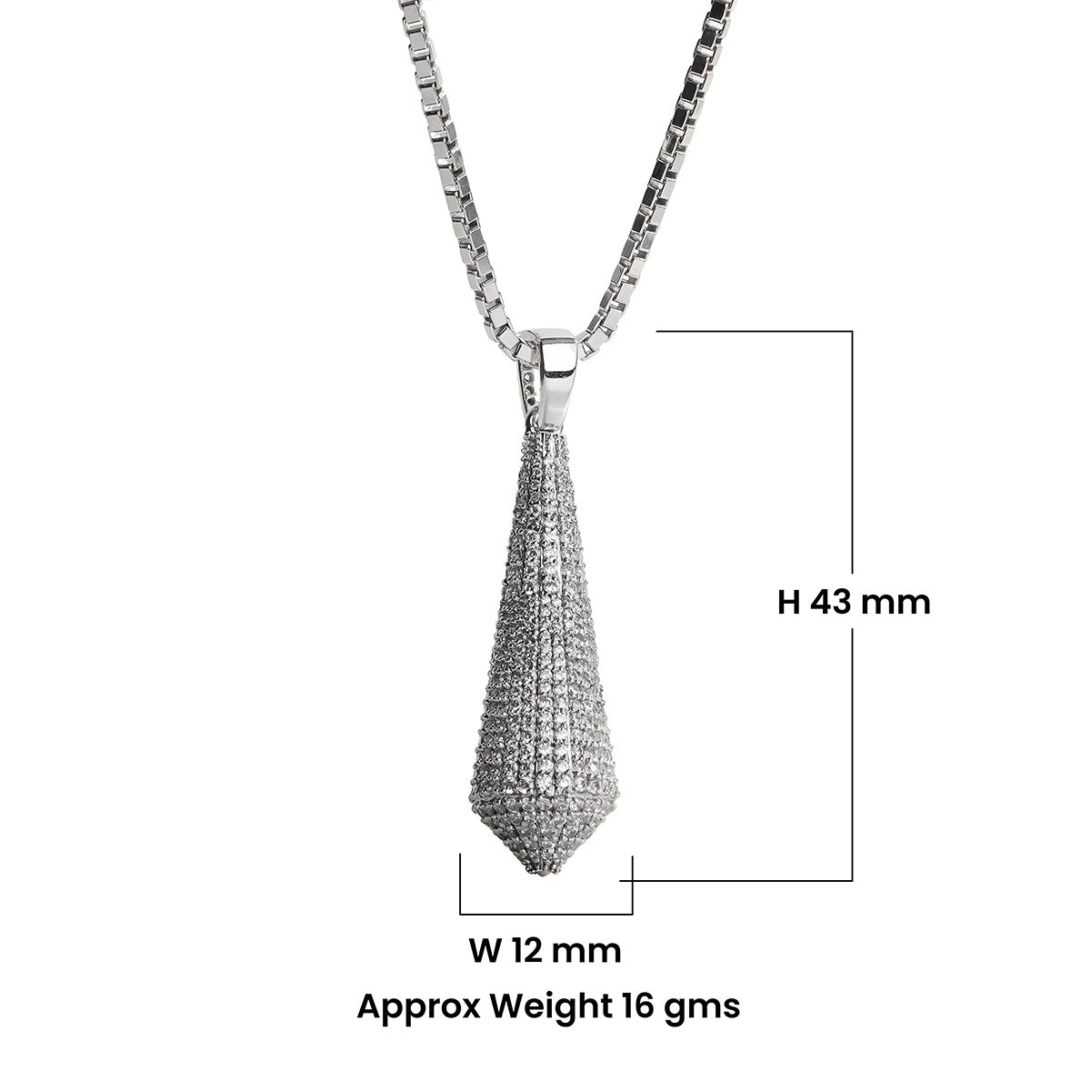 Iced Out Pointed Pendant Necklace Cubic Zirconia Sterling Silver Hip Hop Jewelry