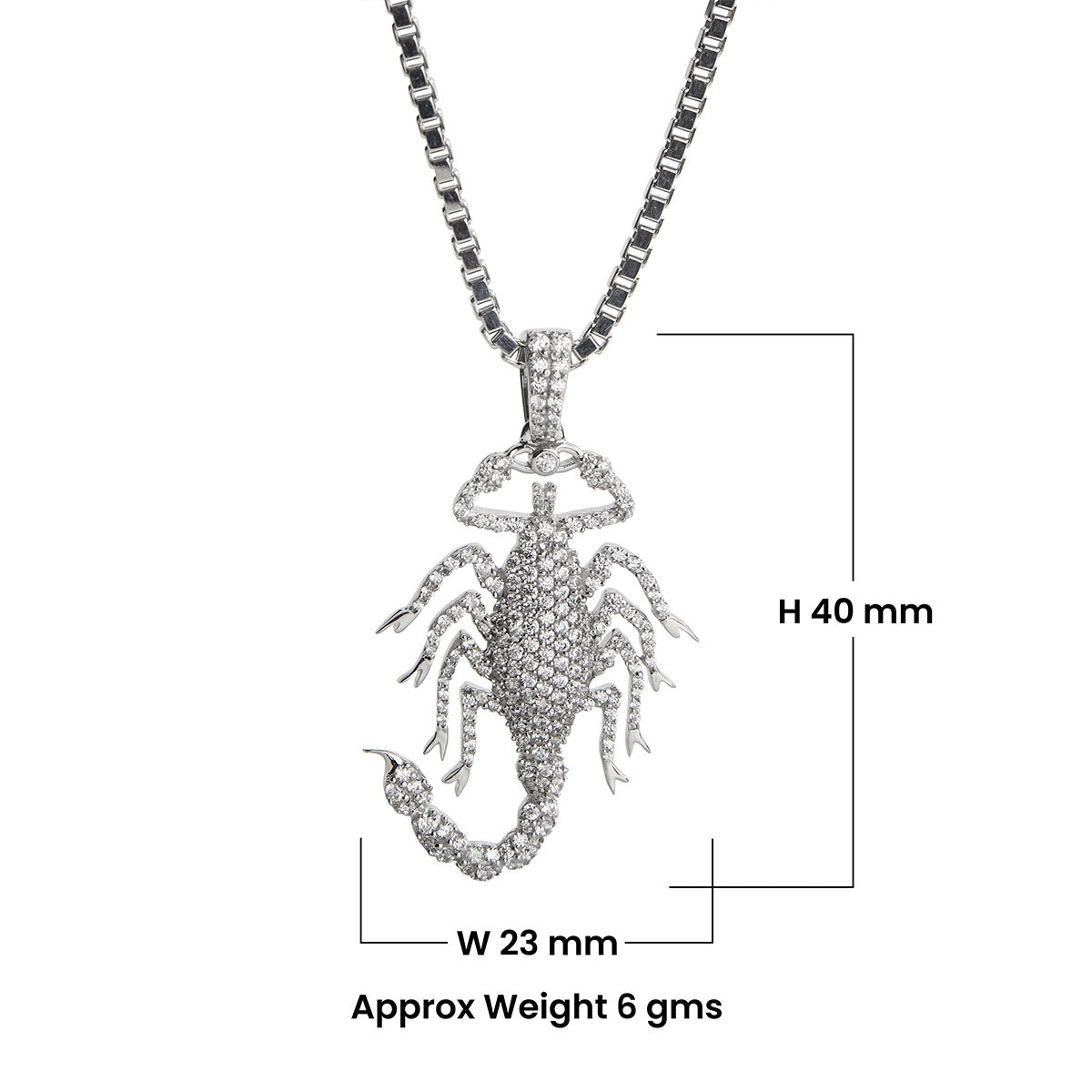 CZ Diamond Scorpion Necklace Iced Out Scorpion Pendant Silver