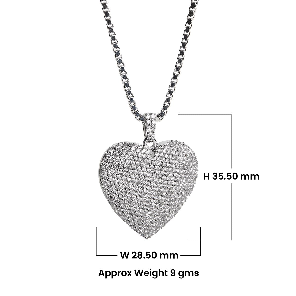Iced Out Heart Pendant Necklace AAA CZ Diamond Sterling Silver Hip Hop Jewelry