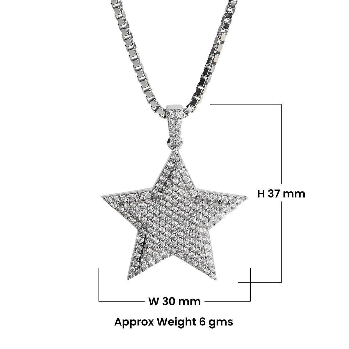Iced Out Star Necklace Celestial Star Pendant Hip Hop Jewelry
