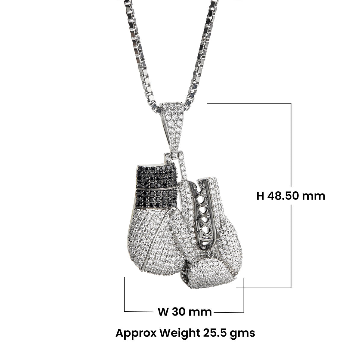 Boxing Gloves Pendant Necklace Iced Out Hip Hop Jewelry Unisex Sterling Silver Diamond