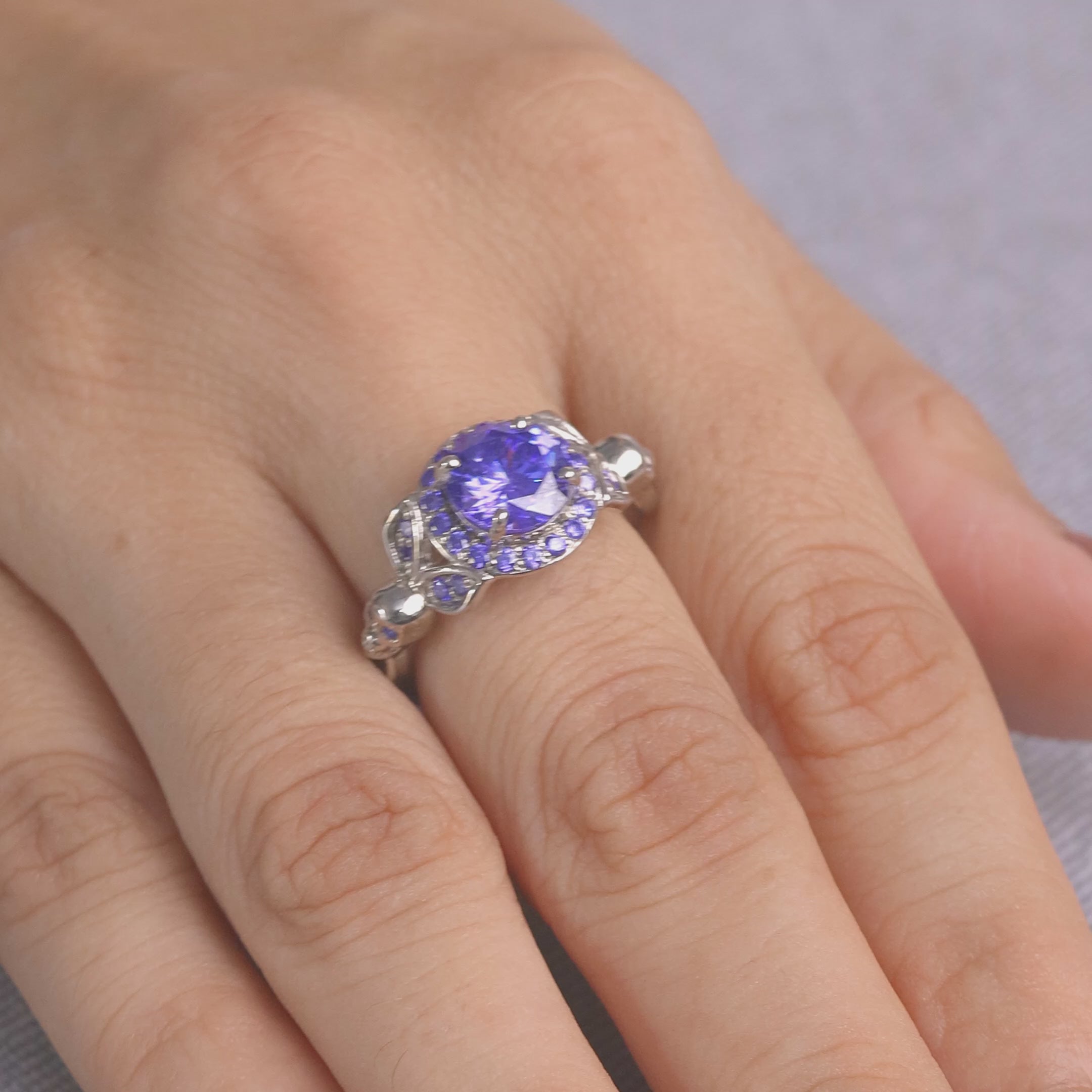 Amethyst Skull Wedding Ring For Women Gothic Skull Ring Silver