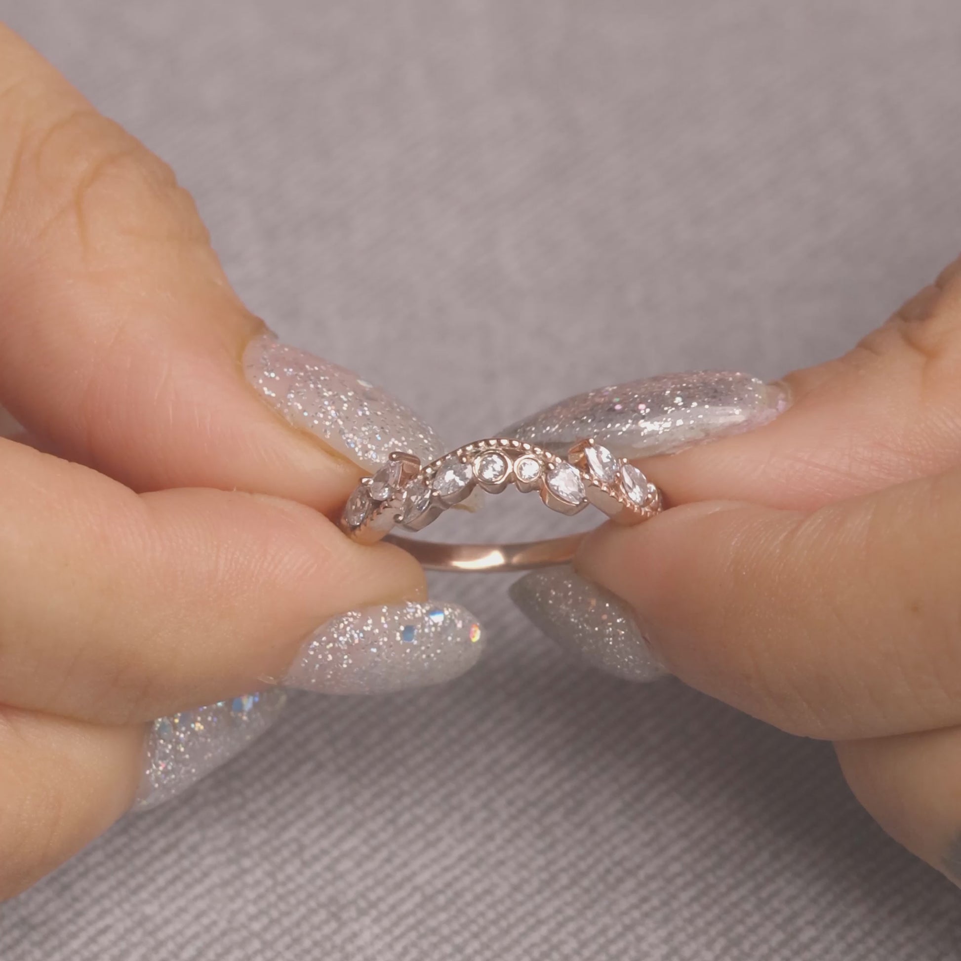 Teardrop Moissanite Wedding Band Ring Enhancer Art Deco Style