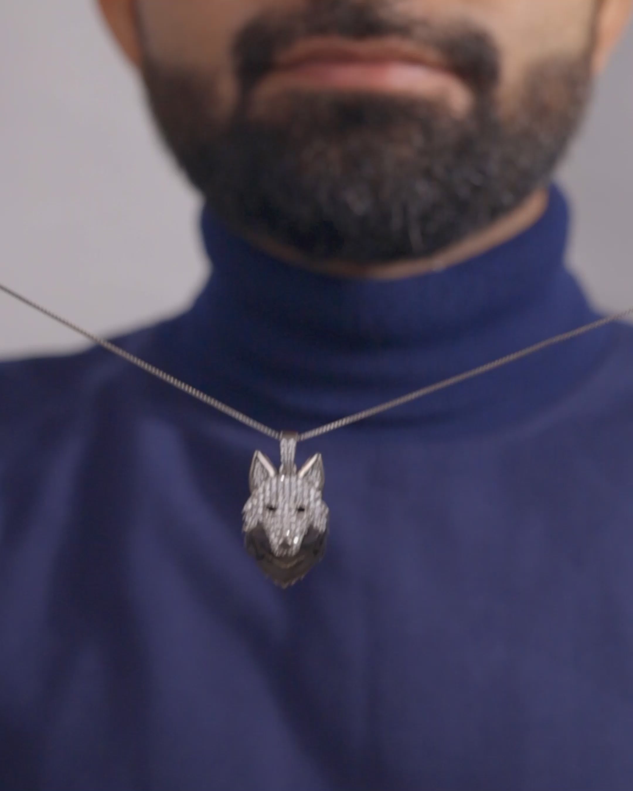 Iced Out Viking Wolf Pendant Necklace Hip Hop Jewelry Sterling