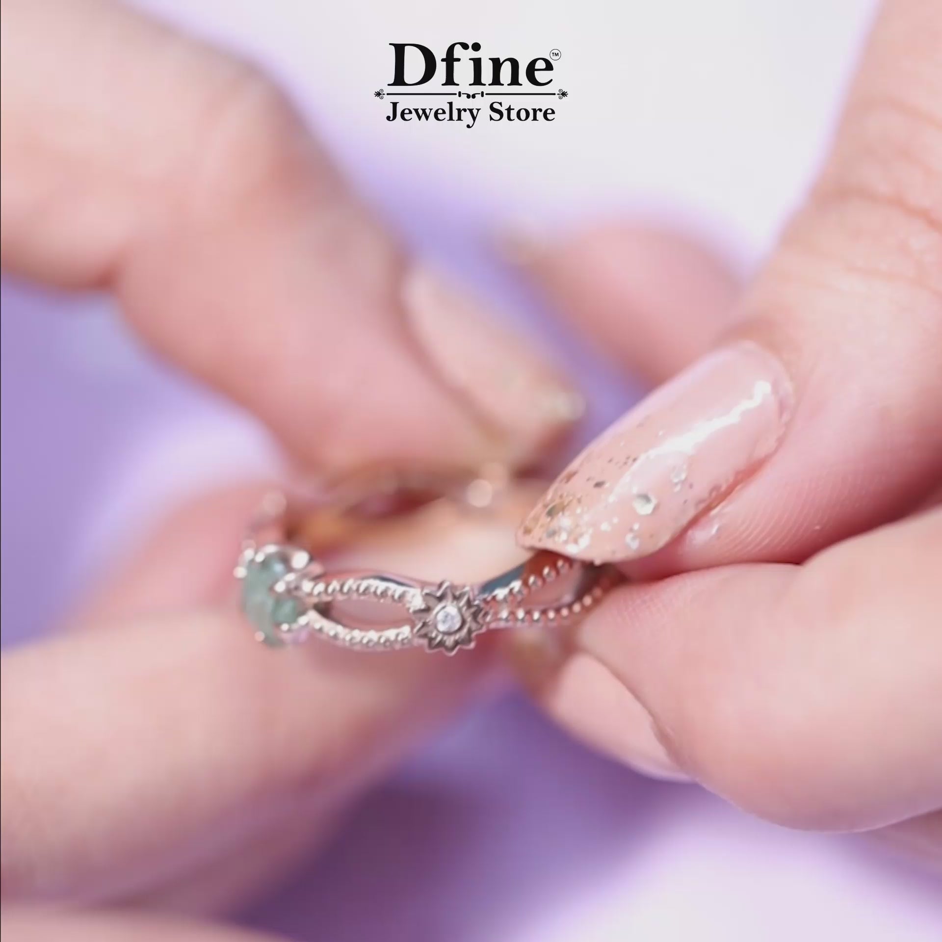 Moss Agate Rose Gold Engagement Ring, Floral Art Nouveau Nature Jewelry