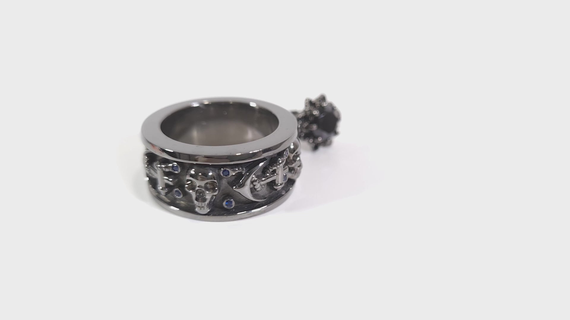 Gothic Skull Promise Ring Set His and Her Anchor Skull Rings