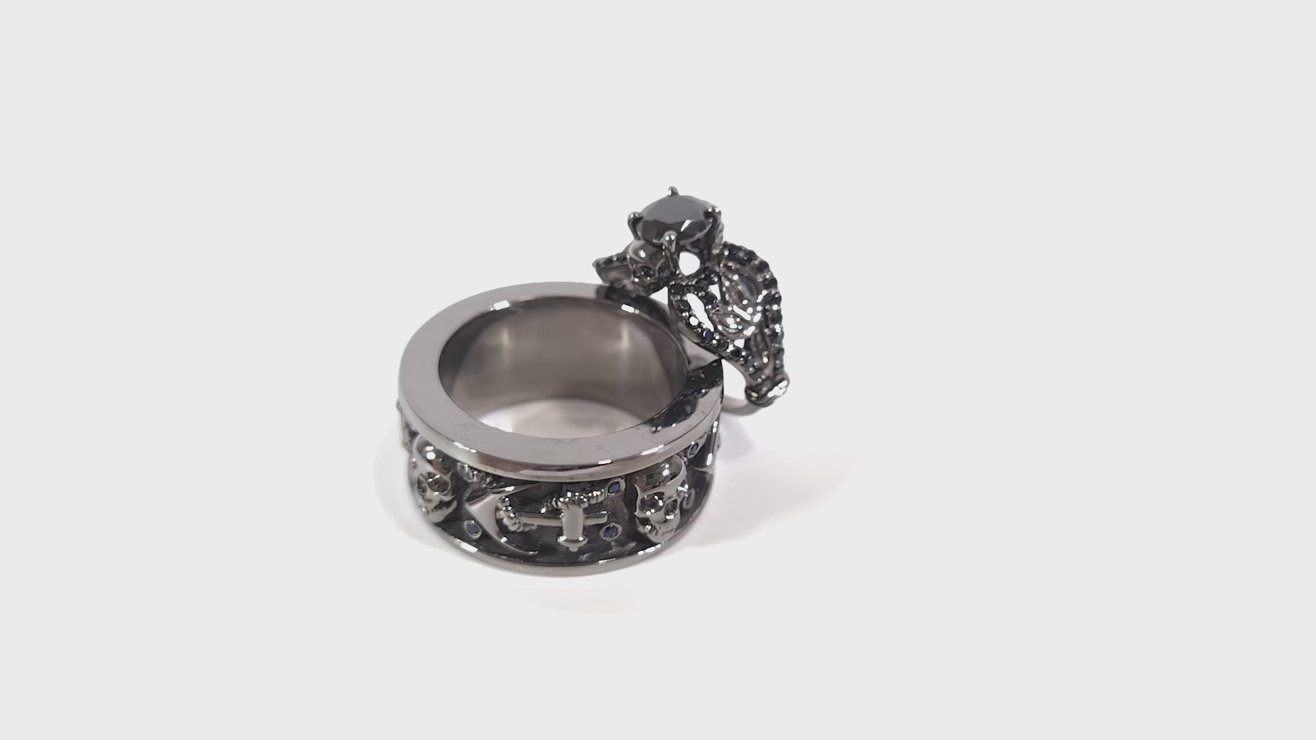 Anchor Skull Couple Ring Set His Her Matching Wedding Rings