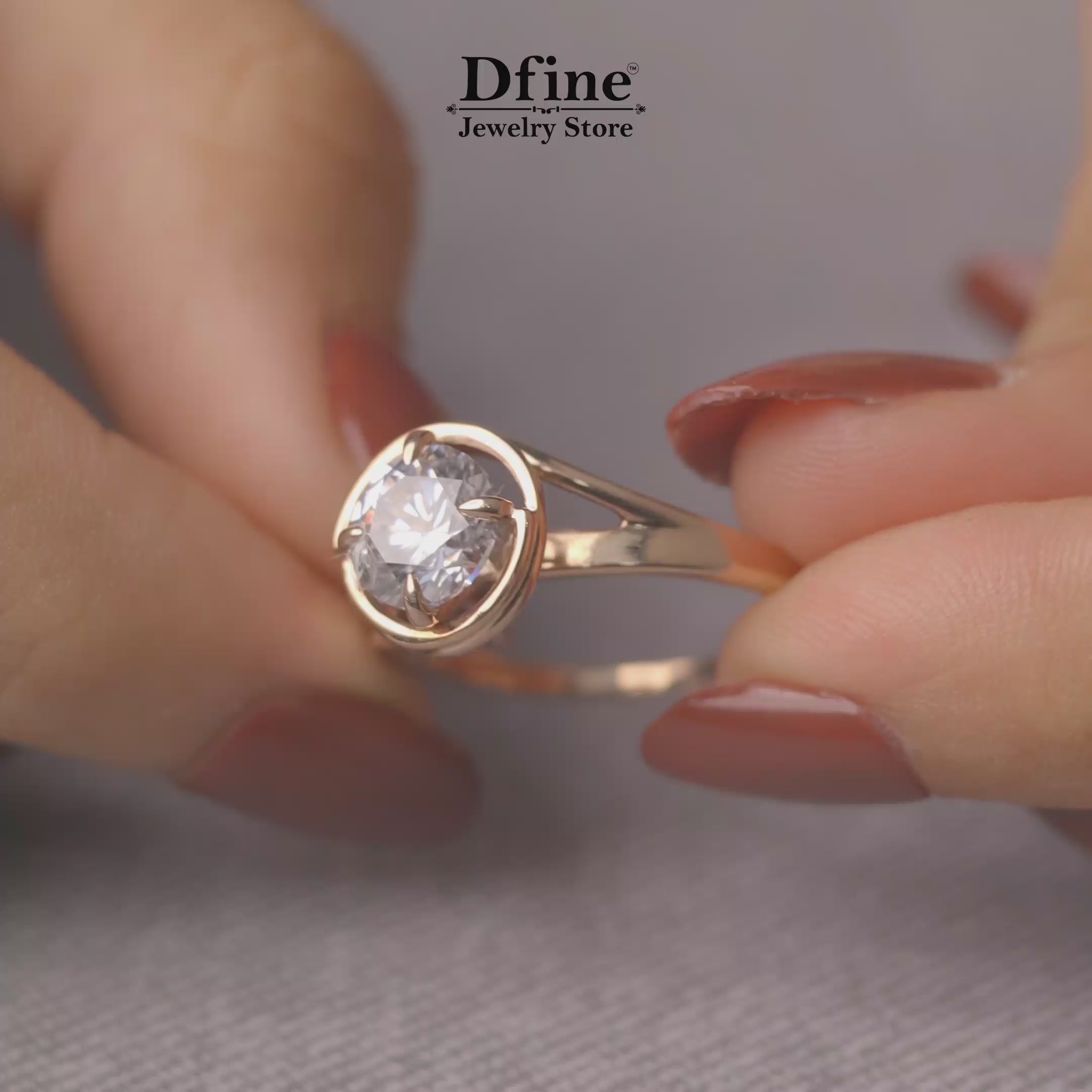 Solitaire Moissanite Twisted Swirl Engagement Ring in Rose Gold