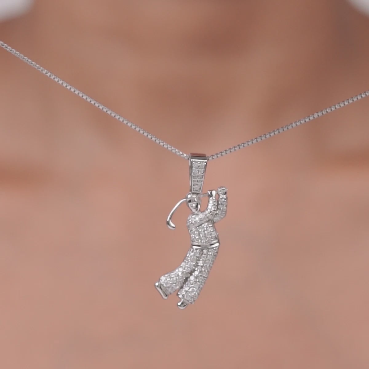 Golf Player Pendant Moissanite Iced Out Sterling Silver Golfer Necklace Sports Jewelry
