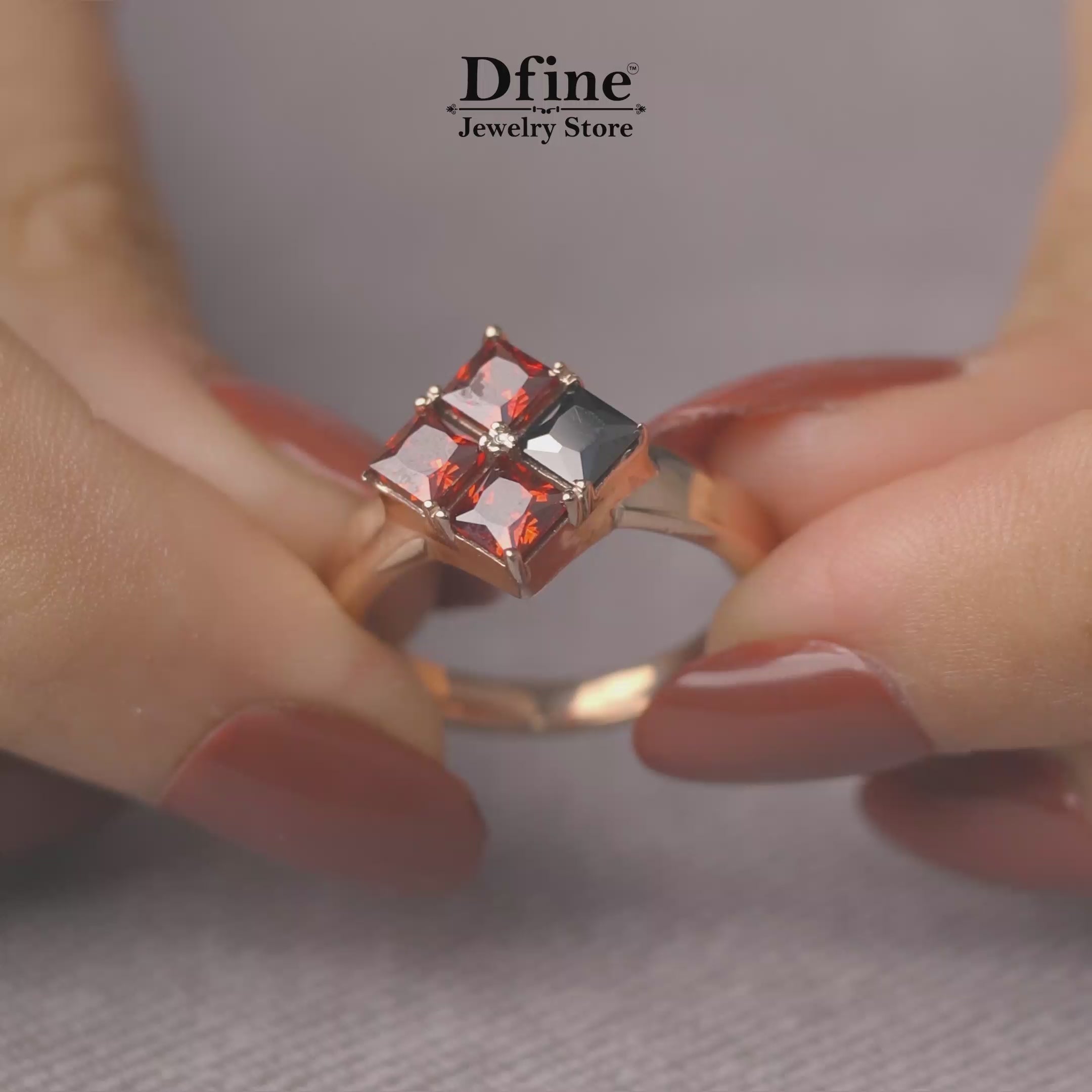 red and black gothic engagement ring cocktail statement jewelry halloween gift