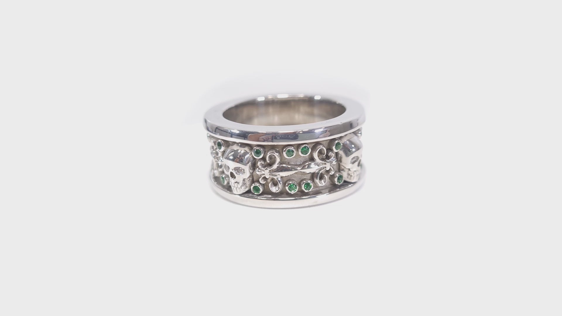 Silver Skull Wedding Band For Him Fleur De Lis Skull Biker Band Badass