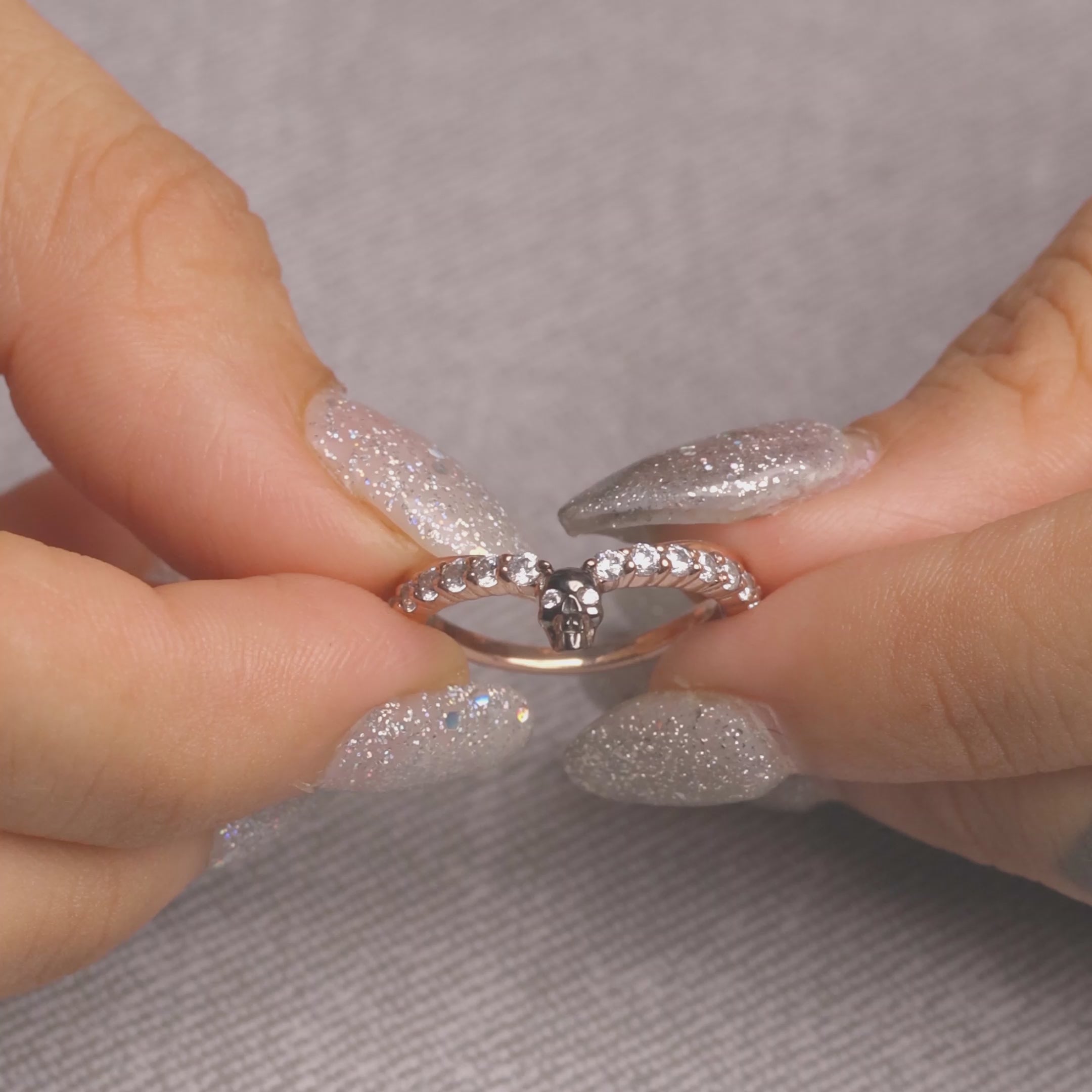 Skull Anniversary Ring Gift Curved Wedding Band Enhancer for Women AAA CZ