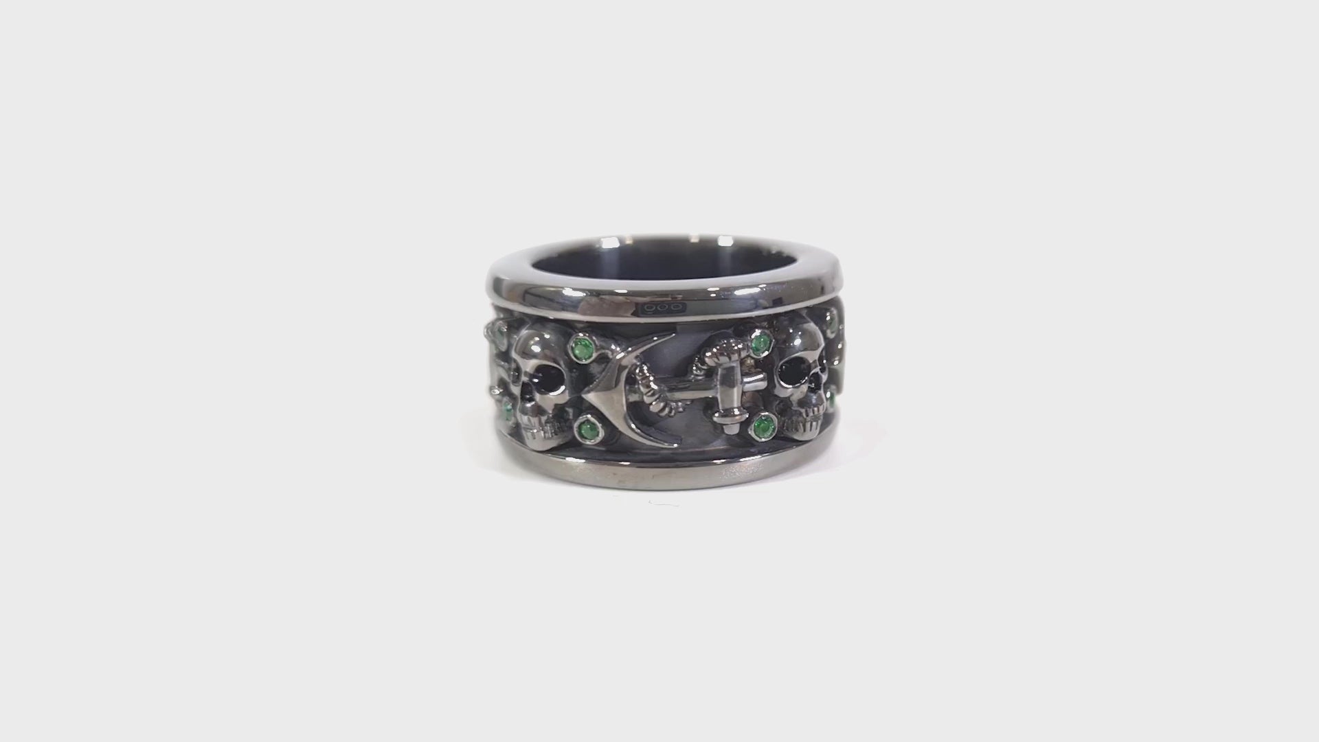 Anchor Skull Pirate Band Badass Skull Wedding Band Gun Metal Finish