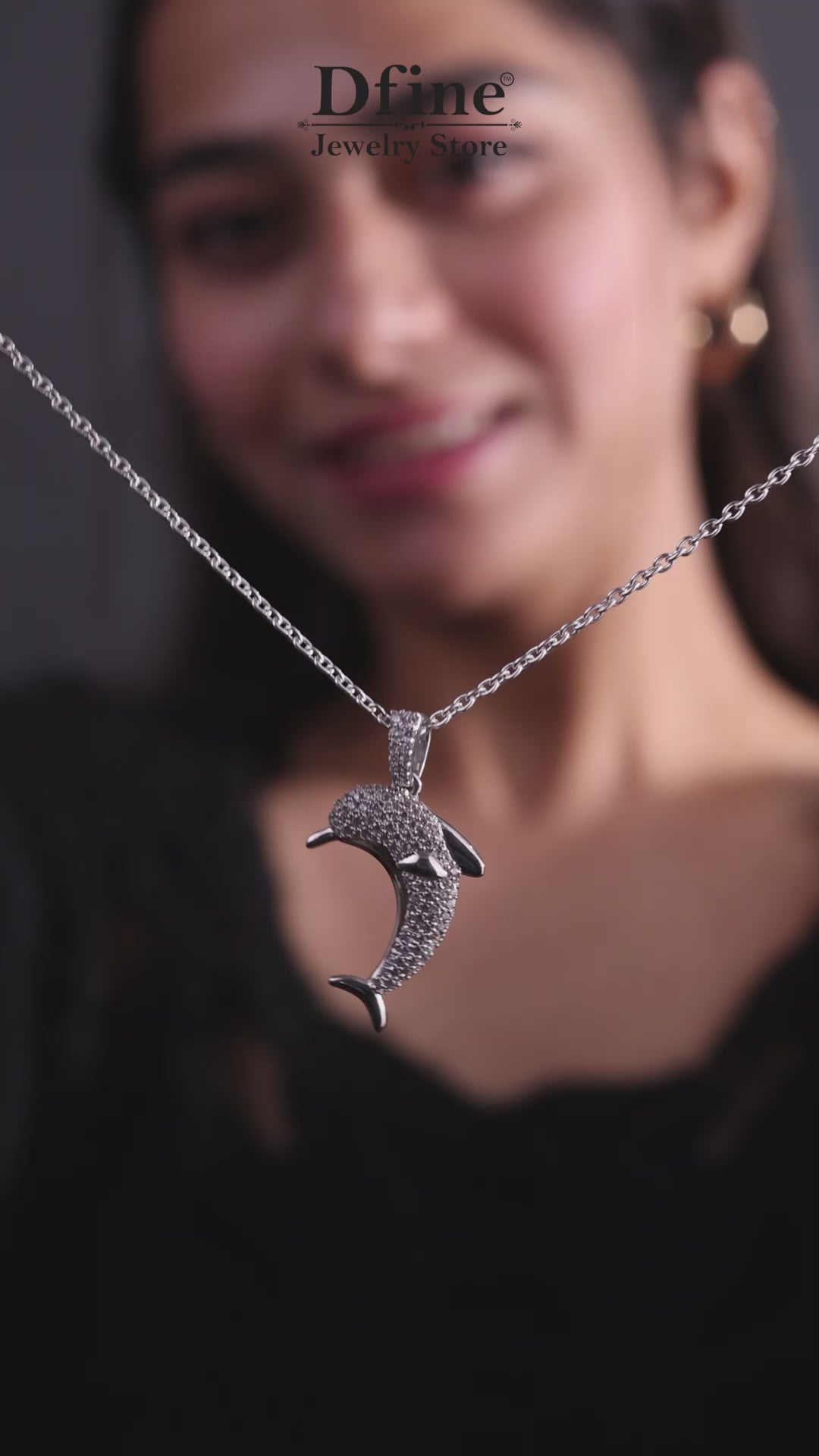 Dolphin Pendant Necklace Iced Out Ocean Jewelry Sterling Silver