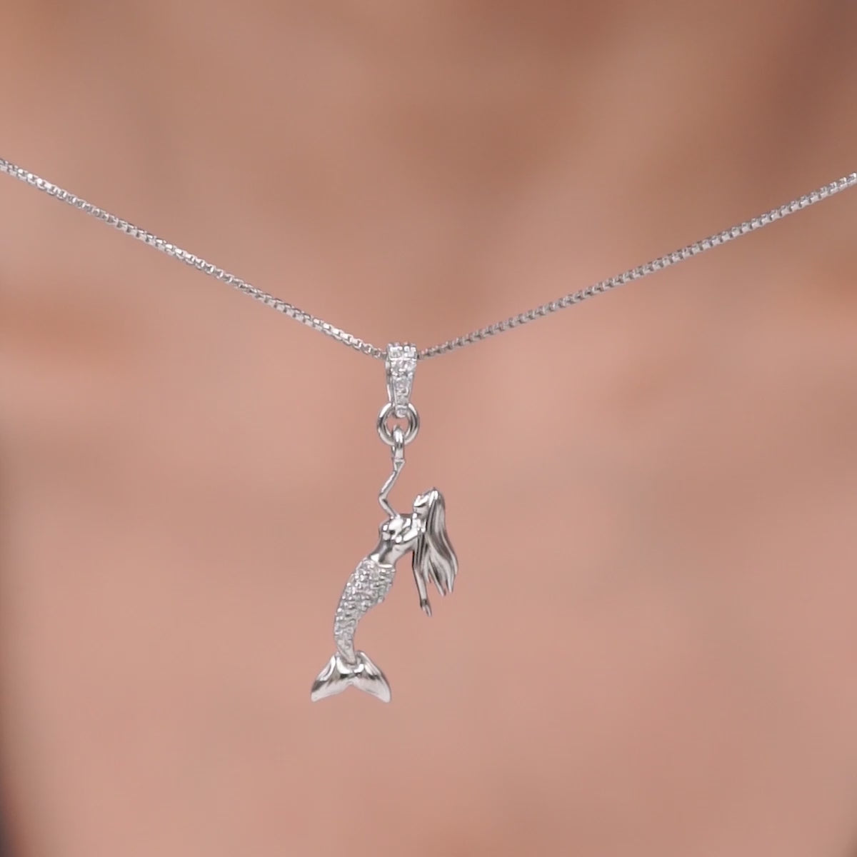 Mermaid Pendant Necklace Sterling Silver Ocean Beach Jewelry