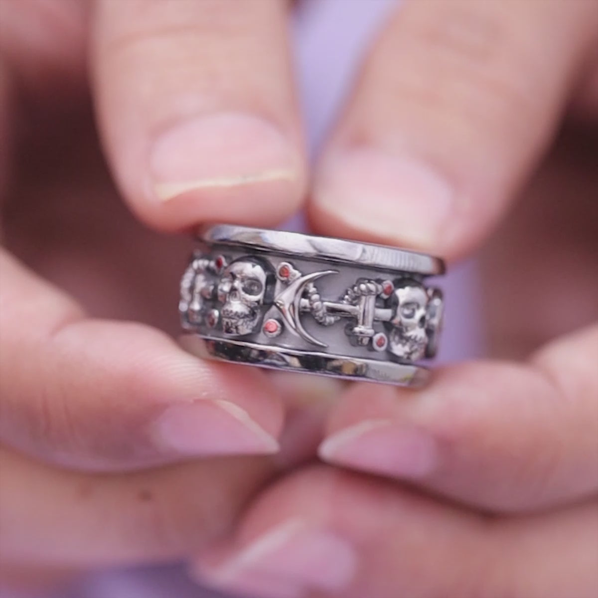 Till Death Skull Wedding Ring Set His and Her Gothic Couple Rings