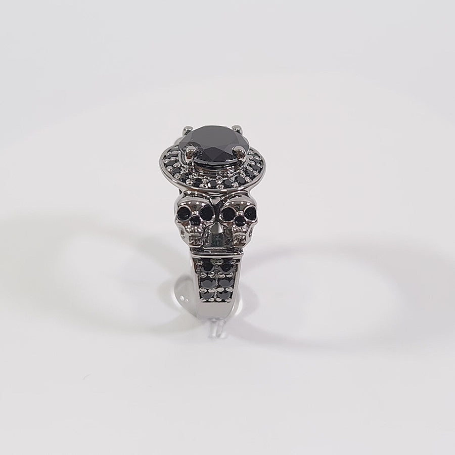 1.10tcw Black Onyx Skull Engagement Ring Gothic Ring Womens