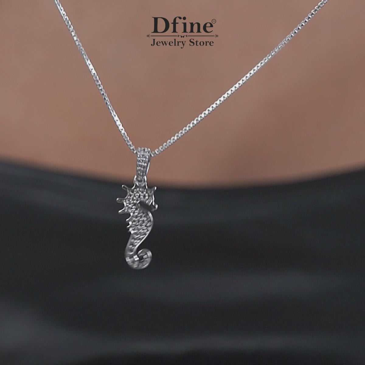 Seahorse Pendant Necklace Iced out Ocean Jewelry Sterling Silver