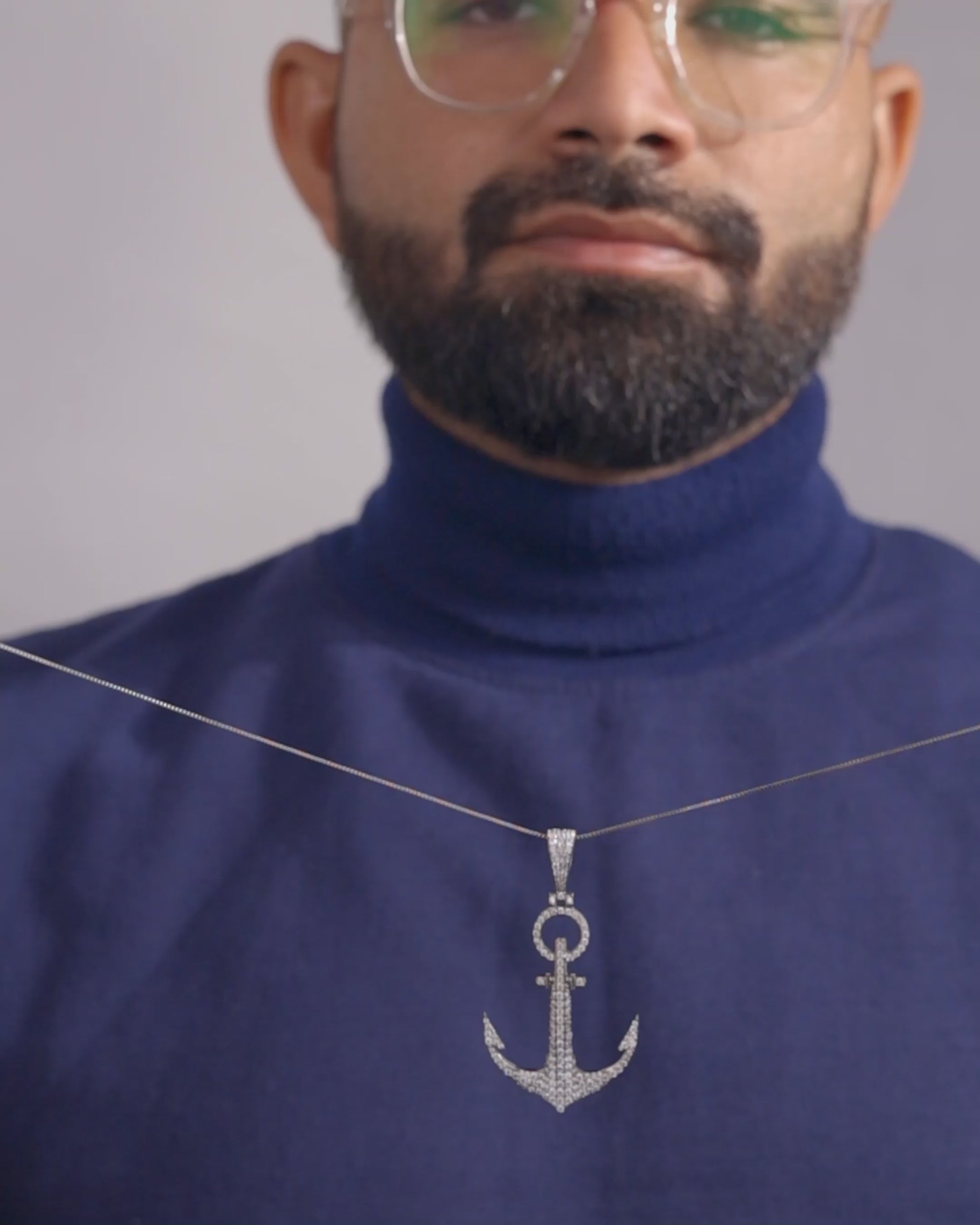 Iced Out Anchor Pendant Necklace Nautical Hip Hop Jewelry Diamond Sterling Silver