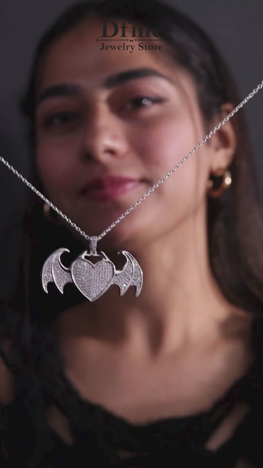 Heart with Dragon Wings Necklace Iced Out Hip Hop Pendant