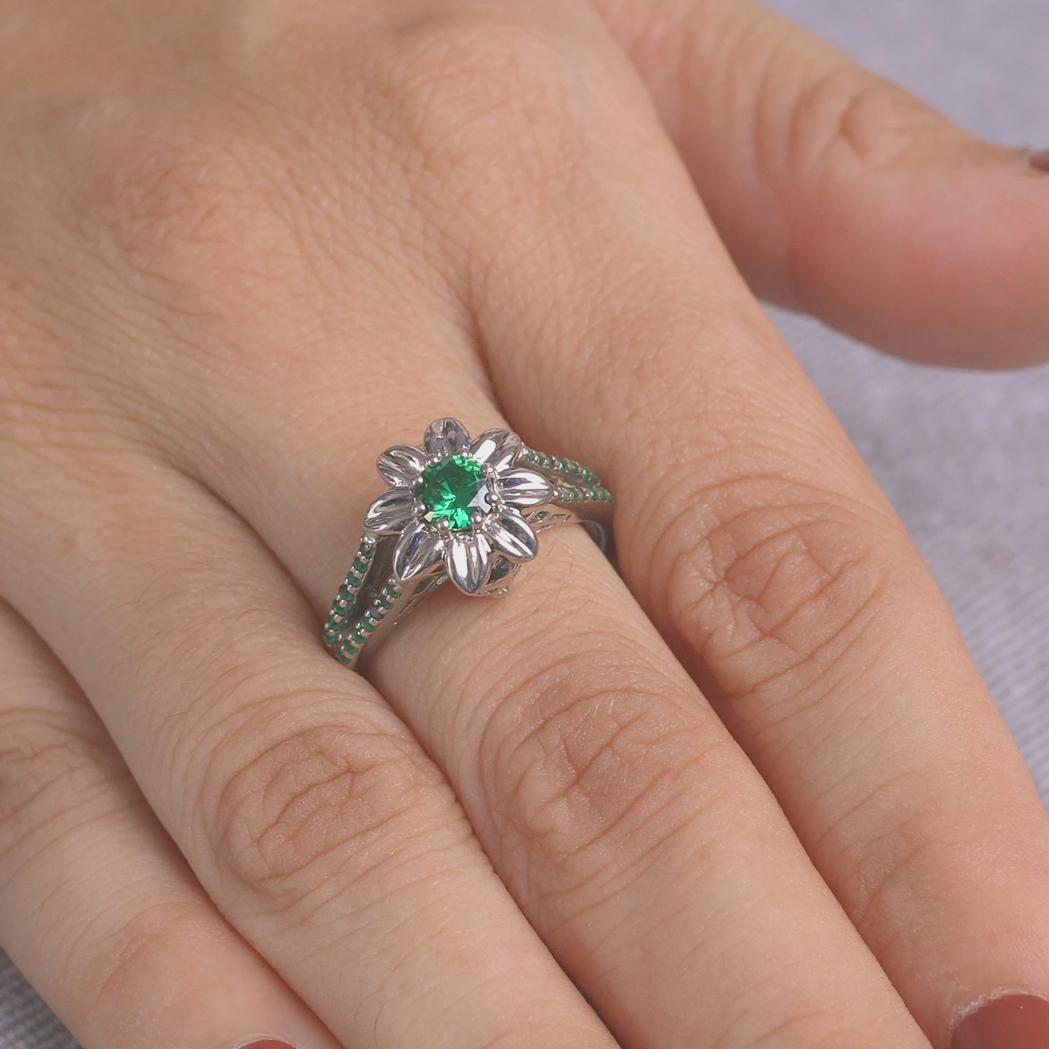 Flower Skull Engagement Rings Gothic Skull Ring Sterling Silver