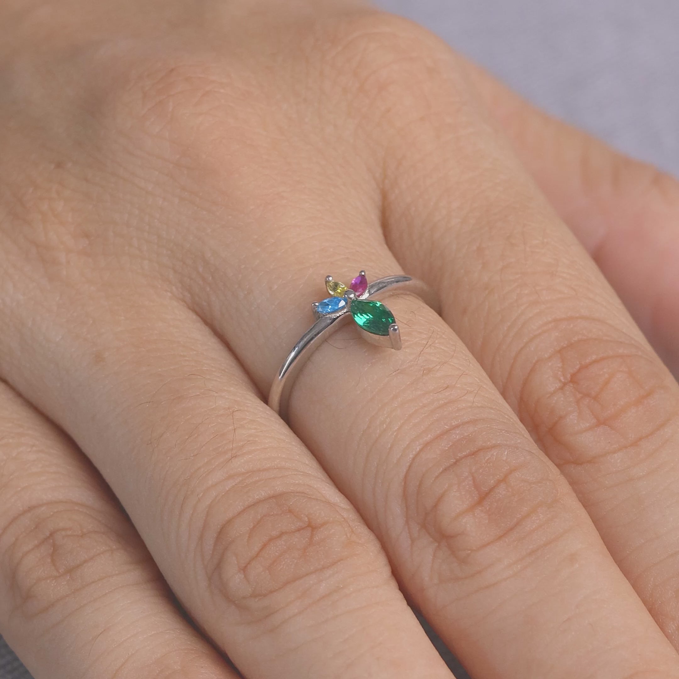 Birthstones Mothers Ring Silver Custom Mothers Day Jewelry Gift