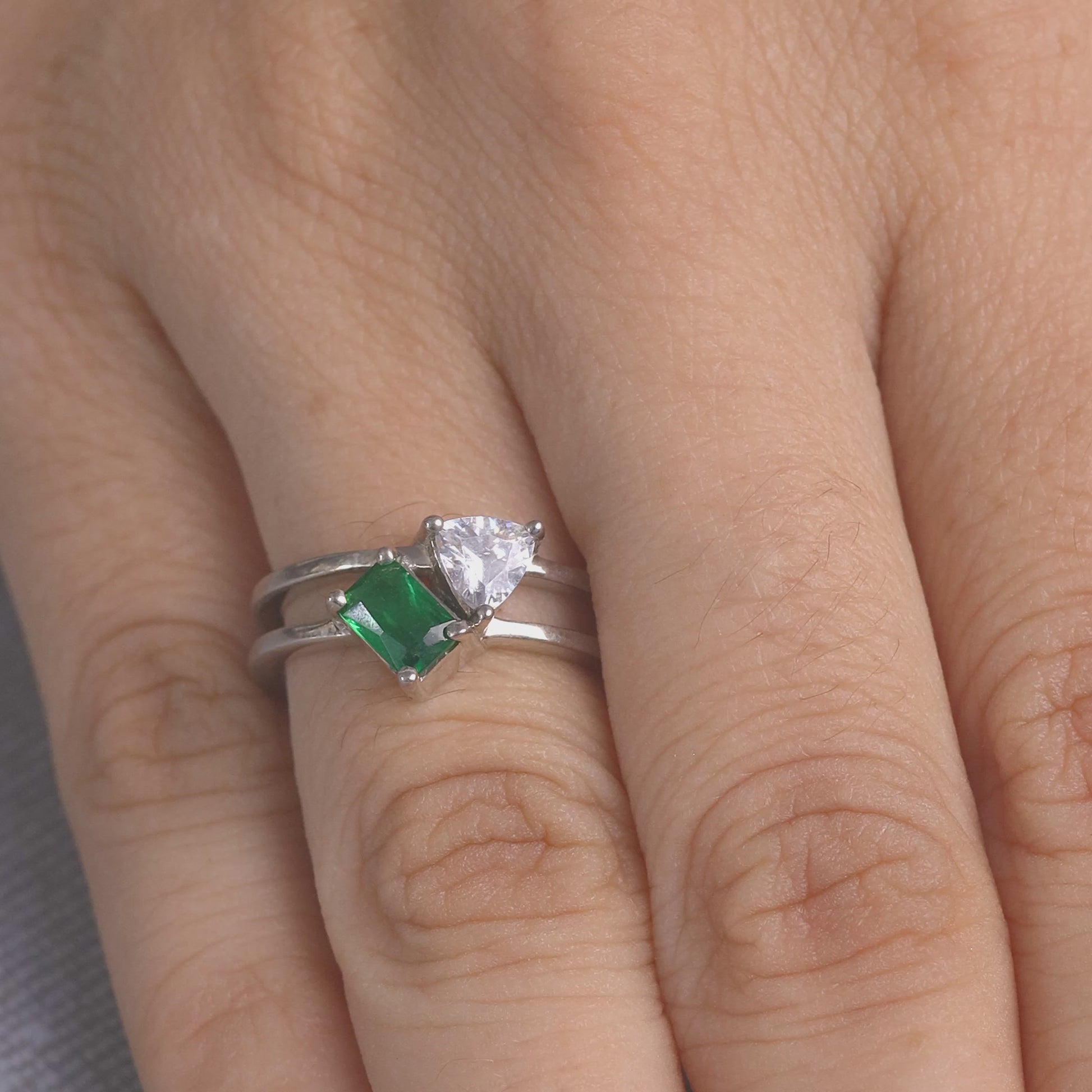 2 Birthstones Toi Et Moi Rings Trillion Diamond Engagement Ring