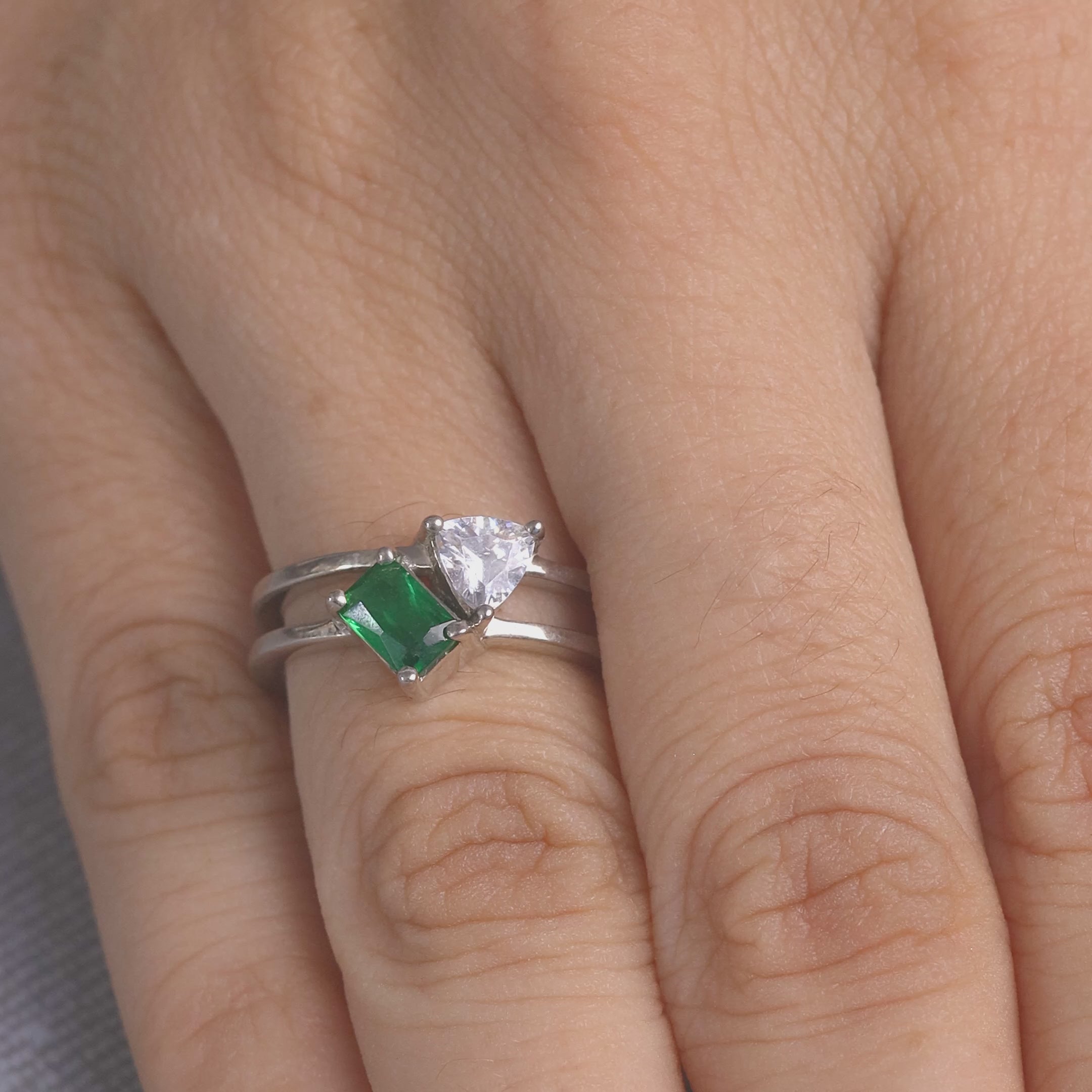 2 Birthstones Toi Et Moi Rings Trillion Diamond Engagement Ring