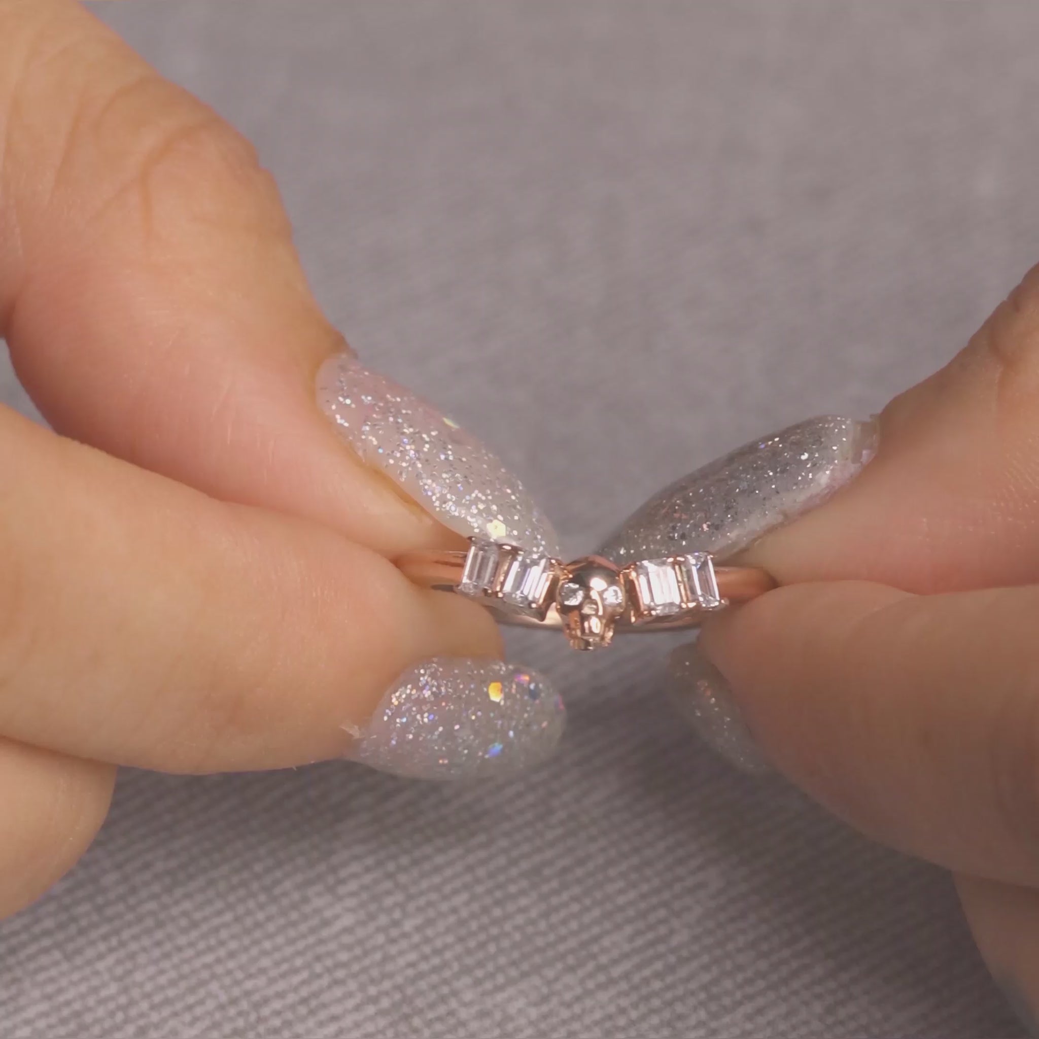 Moissanite Skull Ring Enhancer Wedding Band
