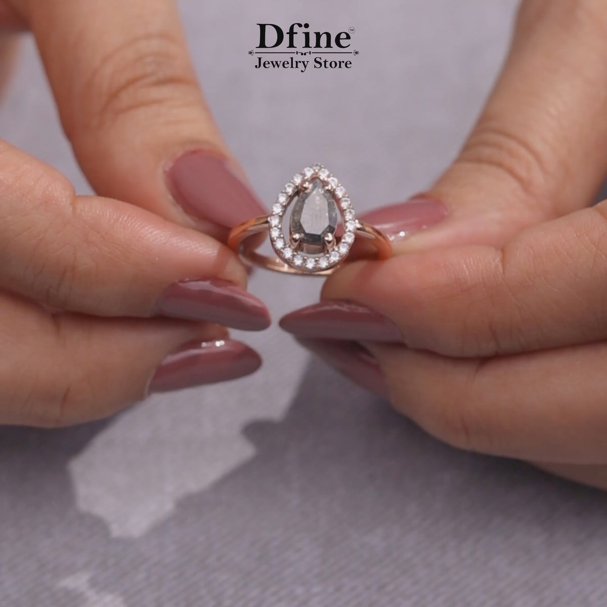 Dfine Jewelry salt and pepper diamond ring in rose gold, a celestial galaxy-inspired anniversary or birthday gift for her