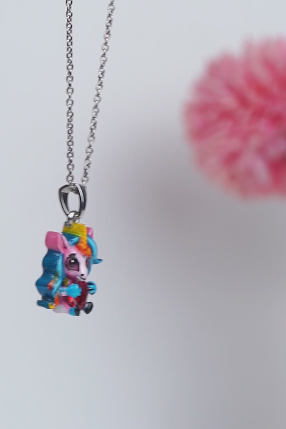 Unicorn Pendant Necklace for Kids 3D Enamel Fairytale Jewelry