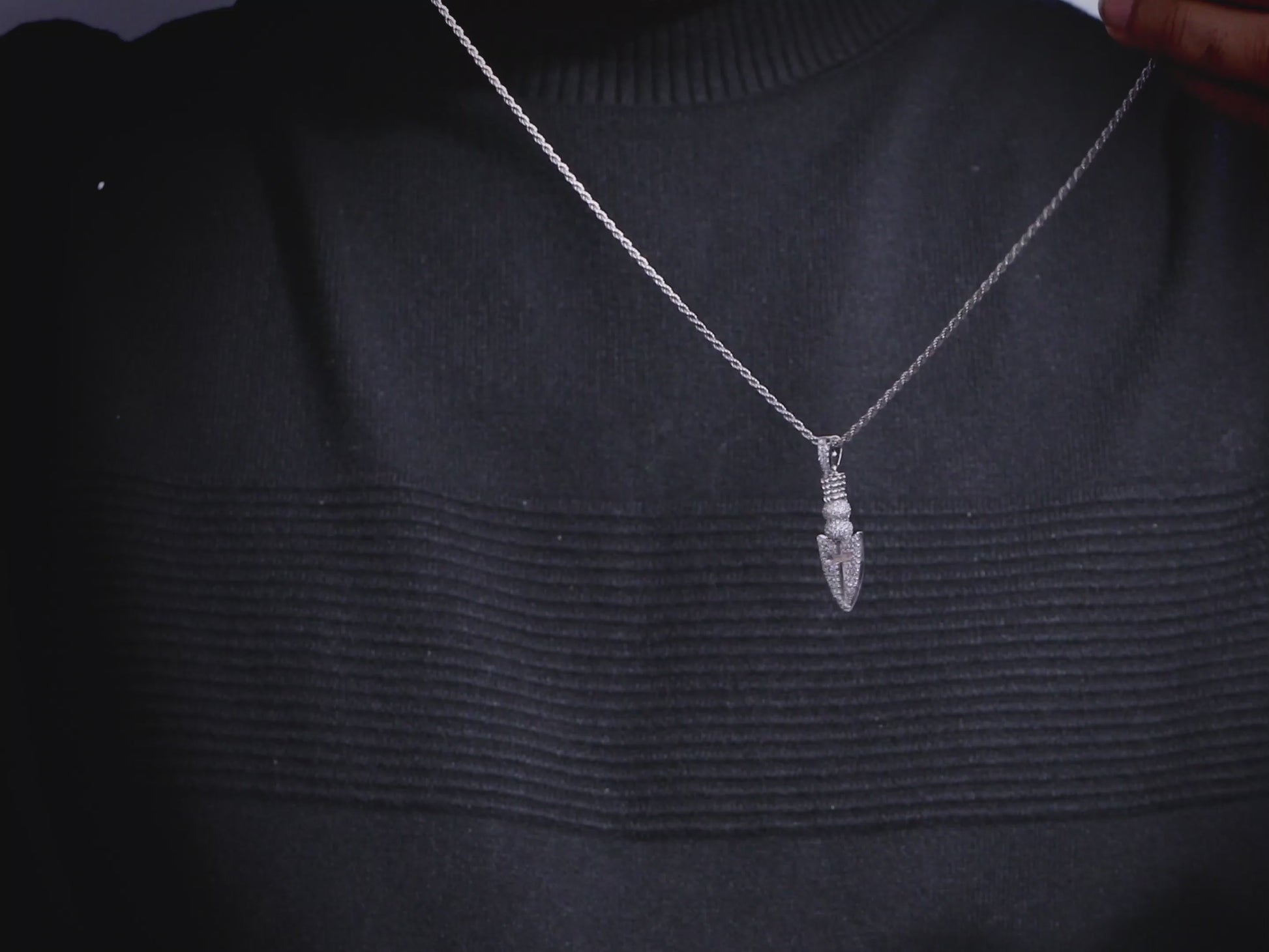 Odin's Spearhead Necklace with Cross Iced Out Viking Jewelry