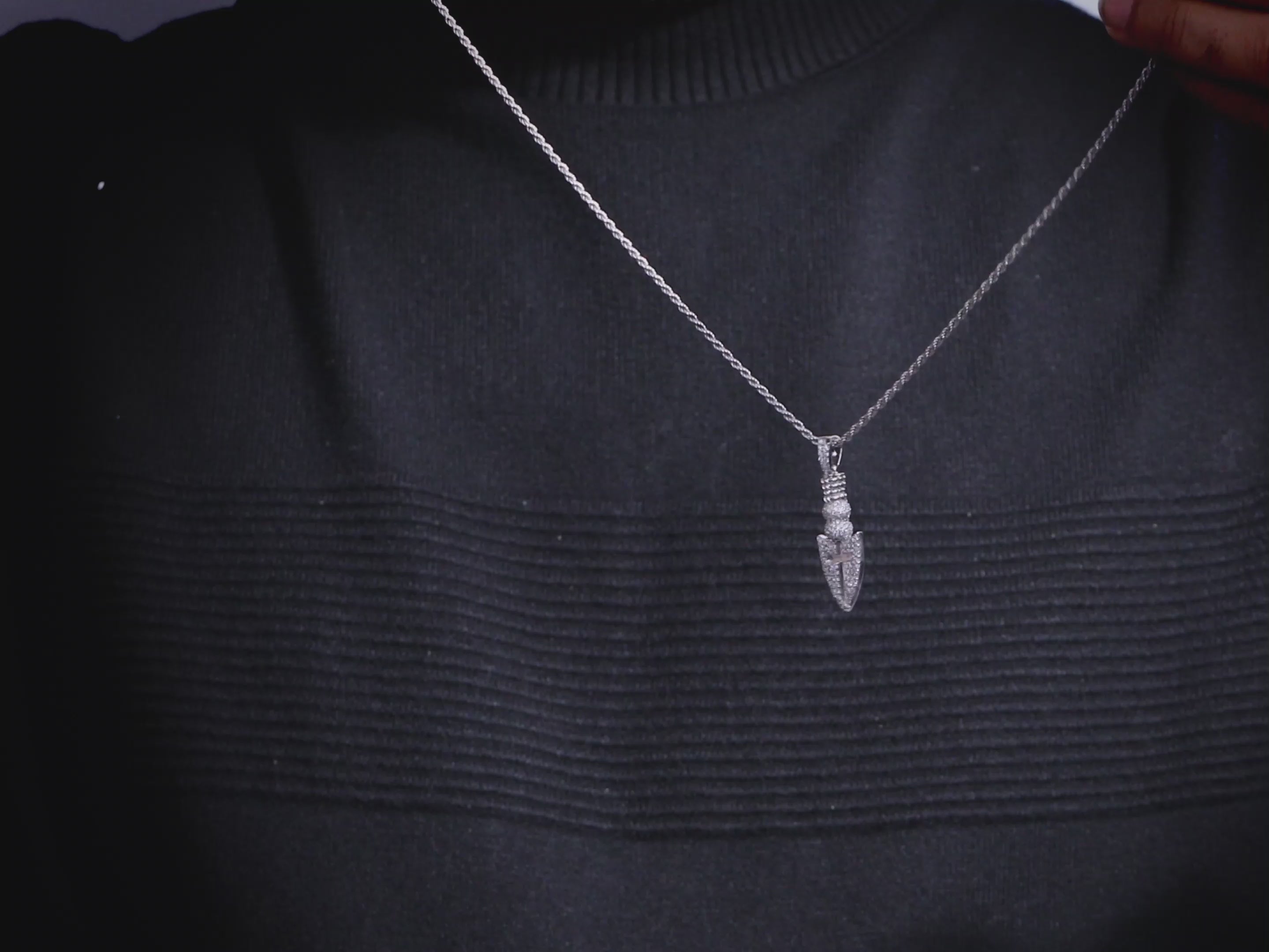 Odin's Spearhead Necklace with Cross Iced Out Viking Jewelry