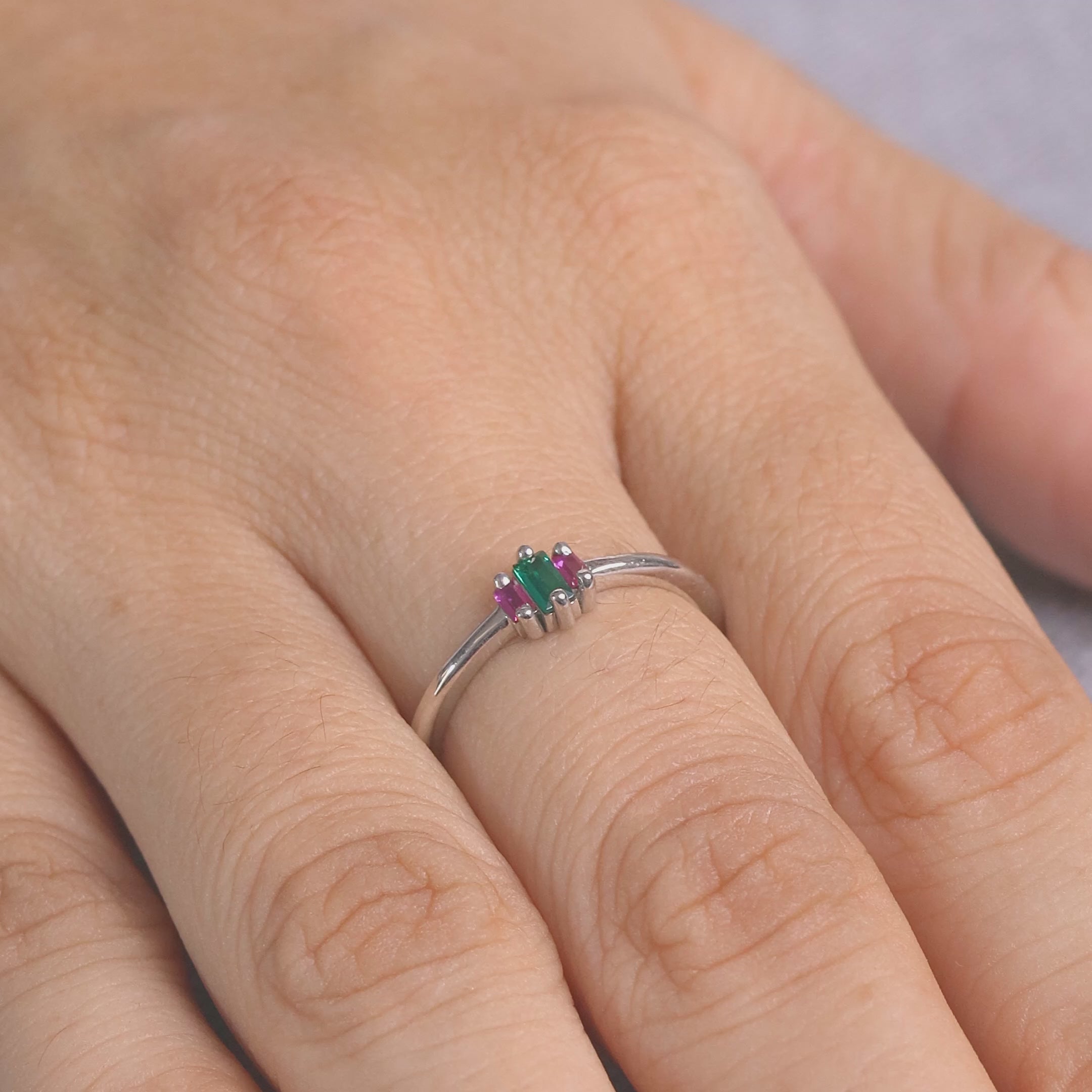 Baguette Stone Mothers Ring Birthstones Ring Mothers Day Gift