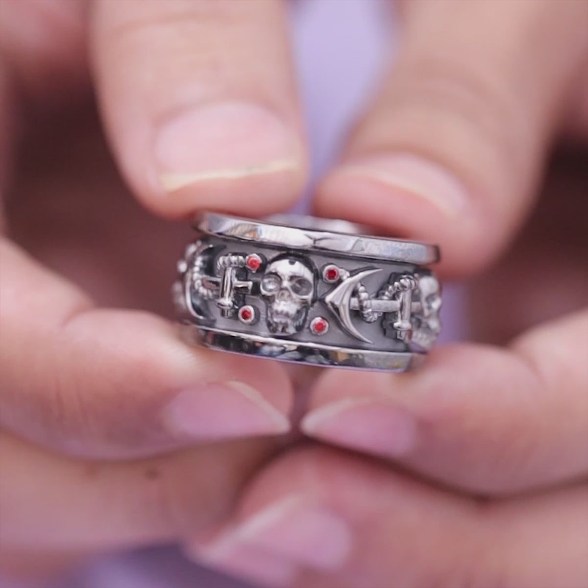 Matching Skull Wedding Rings His and Hers Gothic Couple Rings