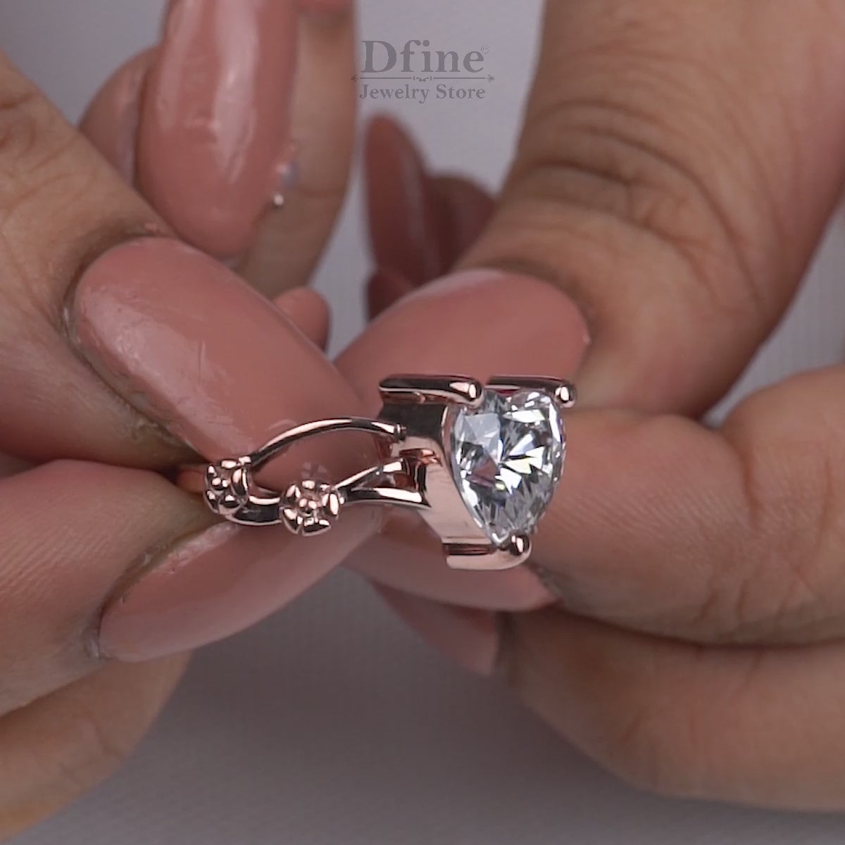Solitaire Moissanite Diamond Heart Engagement Promise Wedding Ring White Rose Gold