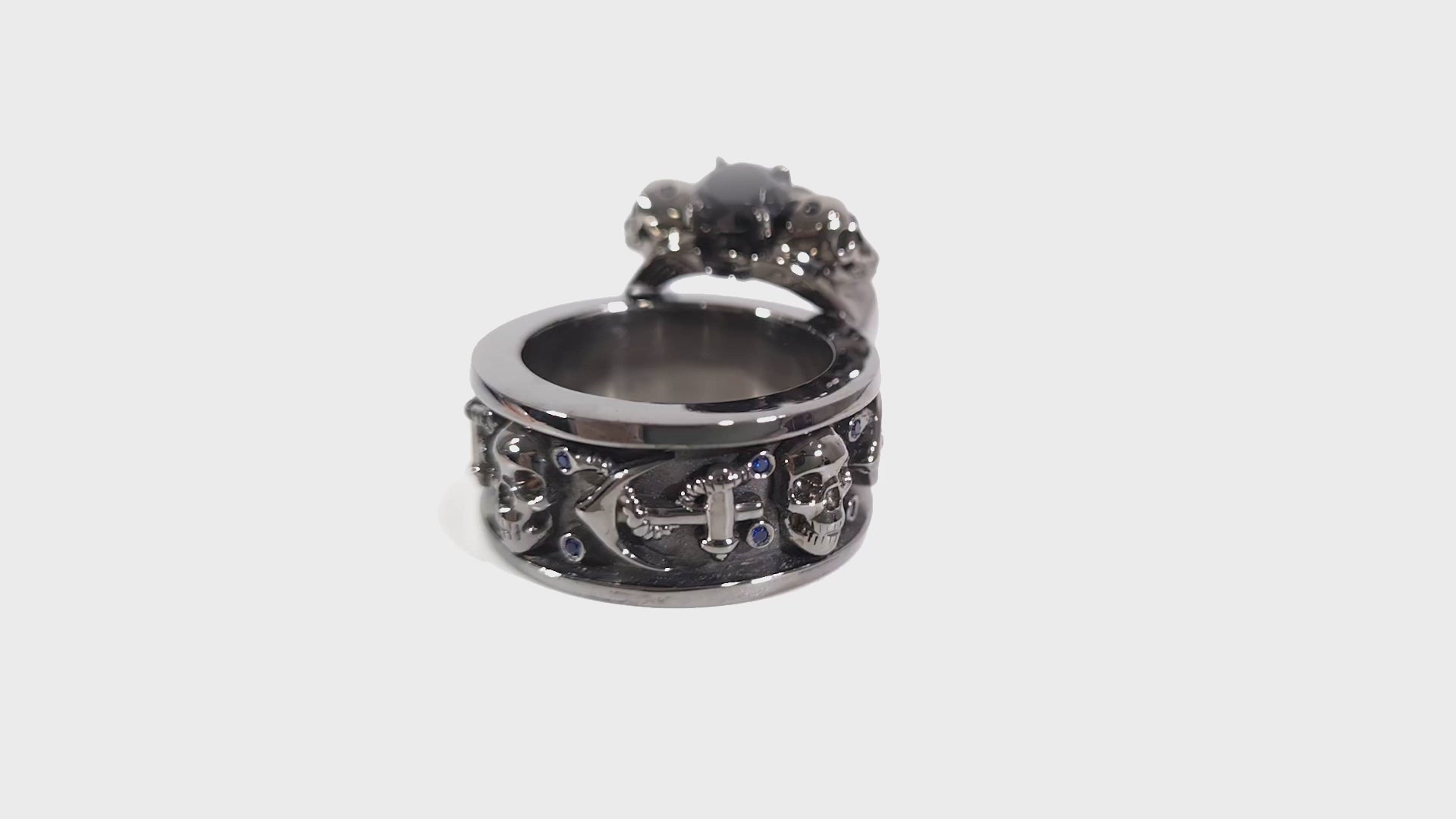 His and Her Skull Promise Rings Set Wings Anchor Couple Rings