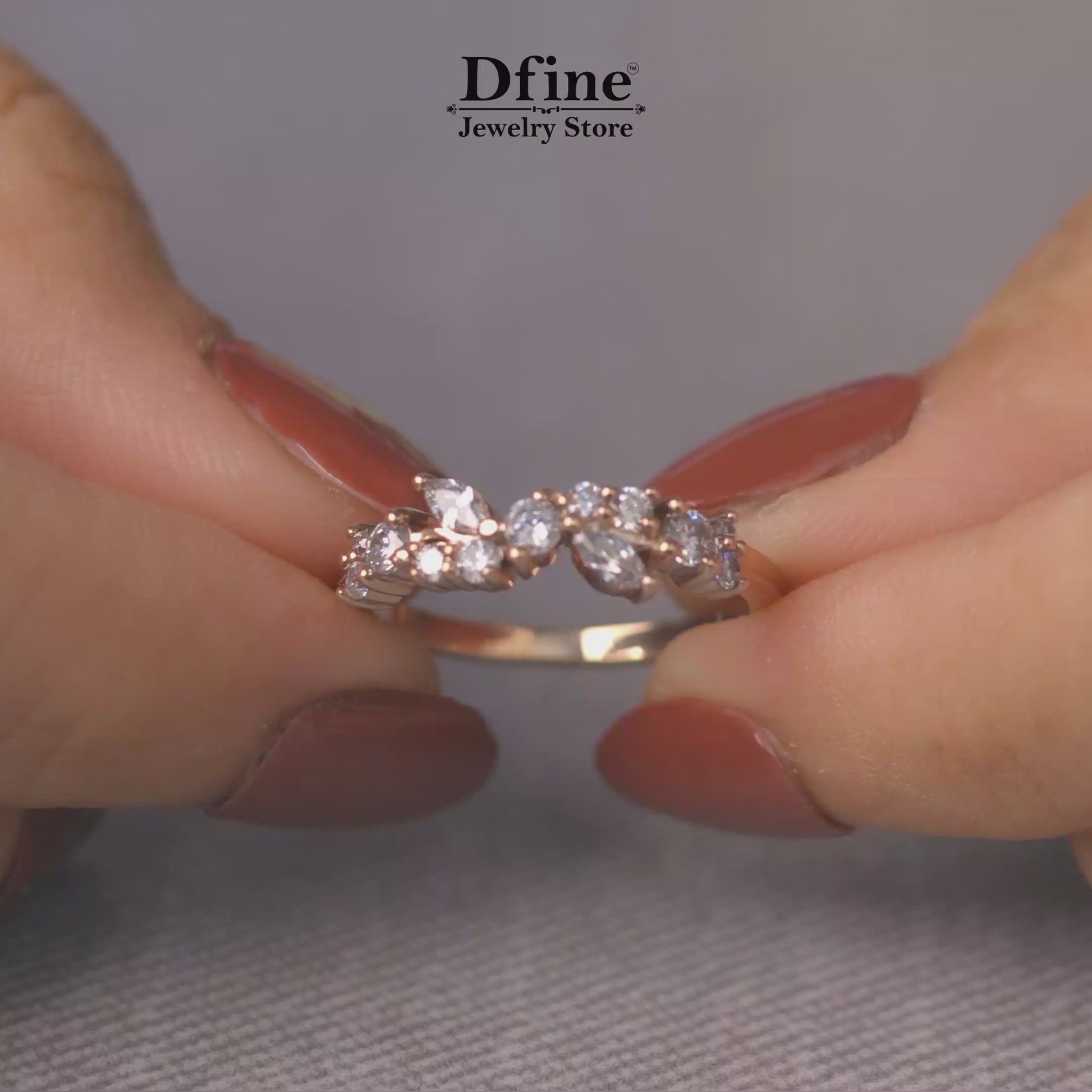 Moissanite Vintage Wedding Band Rose Gold Engagement Bands