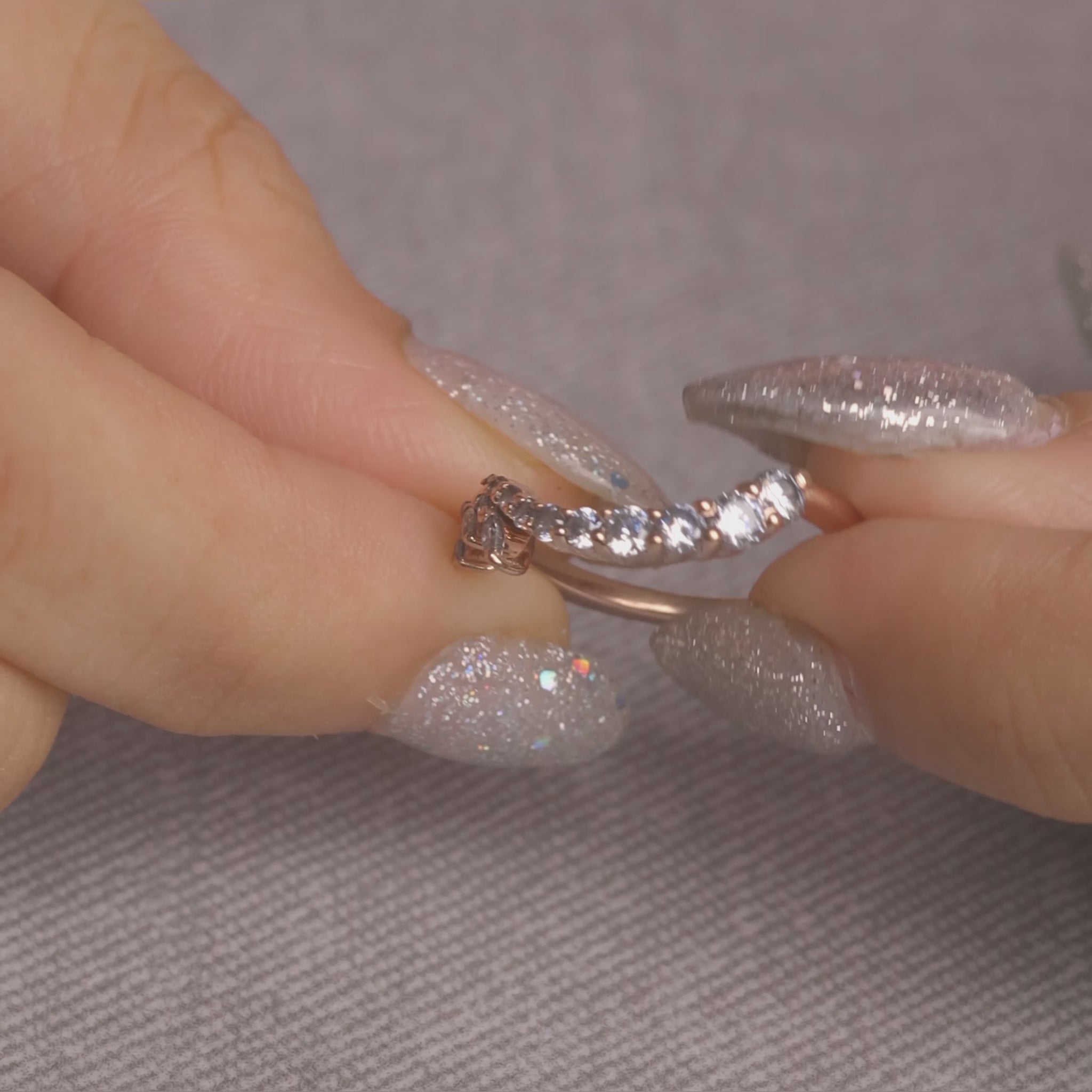 Moissanite Vintage Ring Enhancer Curved Wedding Band for Her