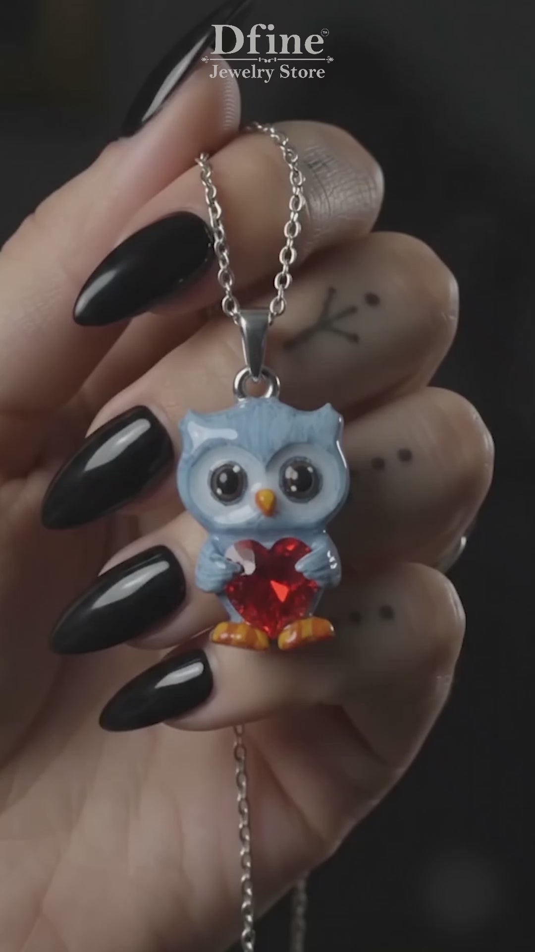Owl necklace for teens, cute kawaii halloween jewelry