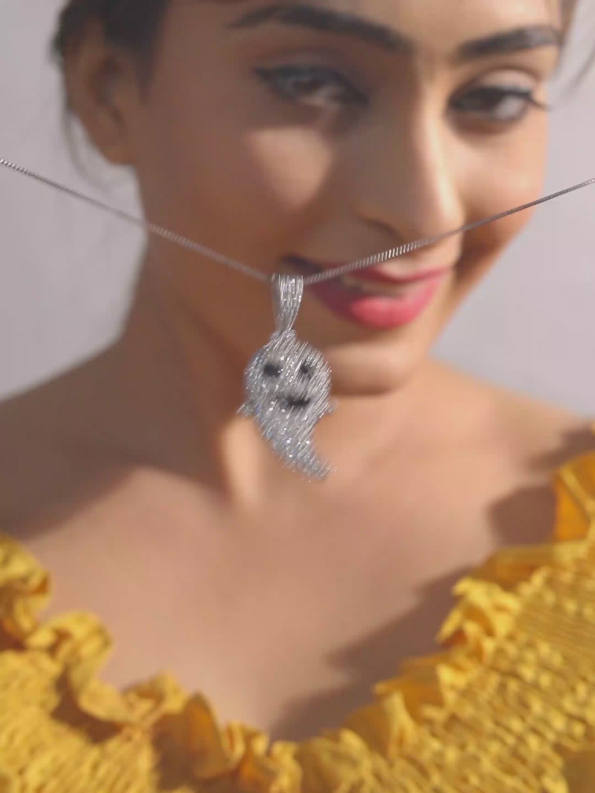 Moissanite Icedout Cute Ghost Pendant Necklace Halloween Jewelry Sterling Silver
