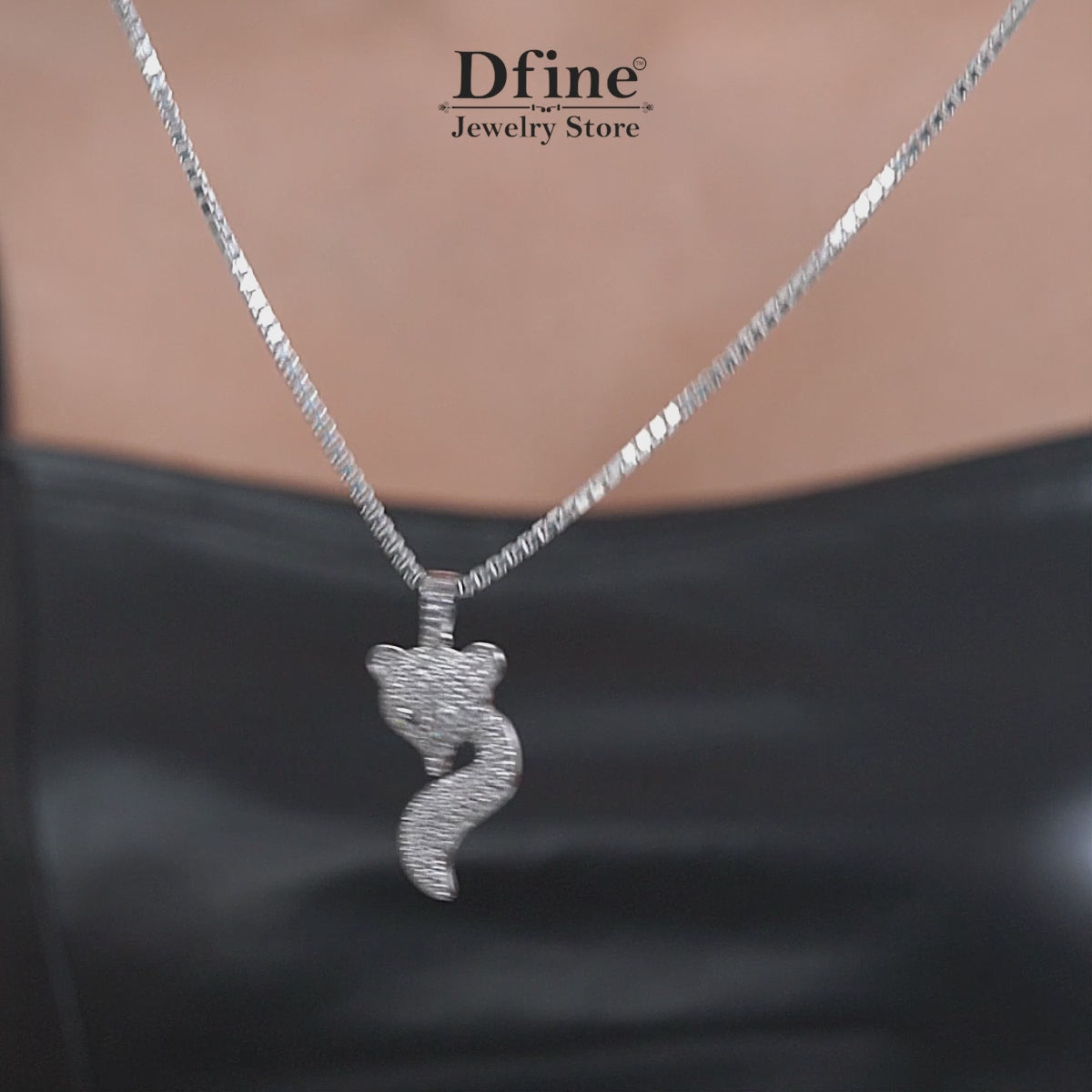 Diamond Fox Pendant Necklace Iced Out Animal Jewelry Silver